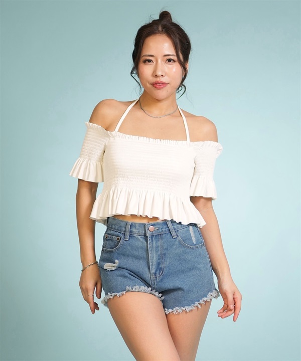 RINEN & COMPANY リネン アンド カンパニー 水着 3点セット ビキニ レディース オフショルダー デニムパンツ S06008