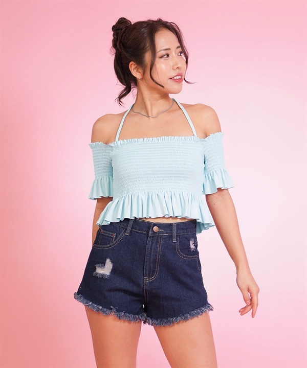 RINEN & COMPANY リネン アンド カンパニー 水着 3点セット ビキニ レディース オフショルダー デニムパンツ S06008