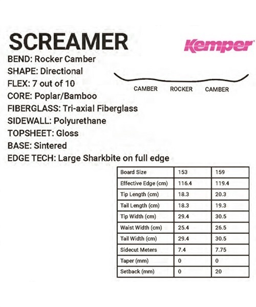 スノーボード 板 KEMPER ケンパー SCREAMER スクリーマー 1990/91 21-22モデル JJ B13(BK-153cm)