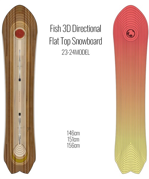 スノーボード 板 メンズ BURTON  Fish 3D Directional Flat Top Snowboard 23-24モデル KK A26(ONECOLOR-146cm)