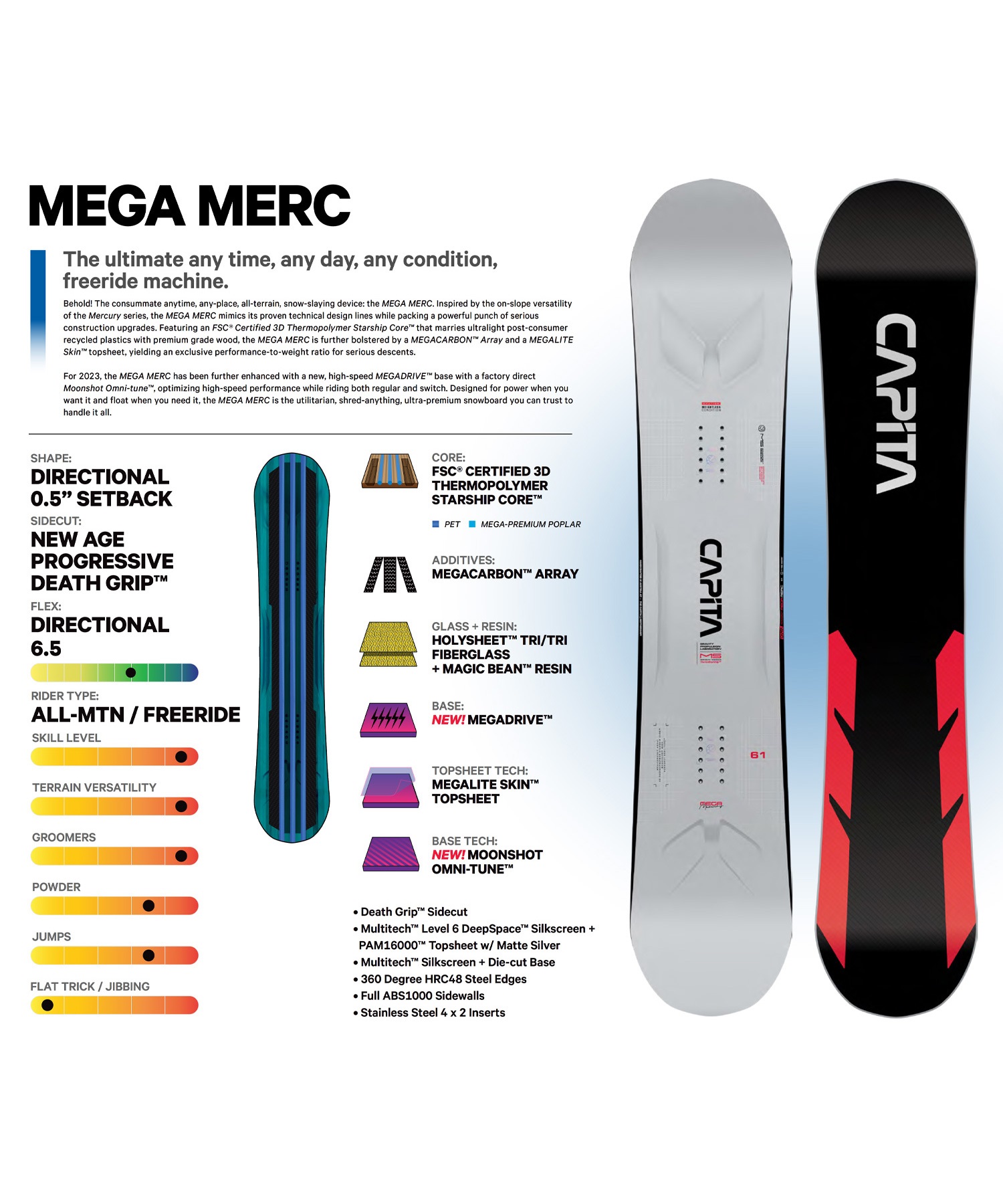 スノーボード 板 メンズ CAPITA キャピタ MEGA MERCURY 23-24モデル ムラサキスポーツ KK B16(MEGAMERCURY-153cm)