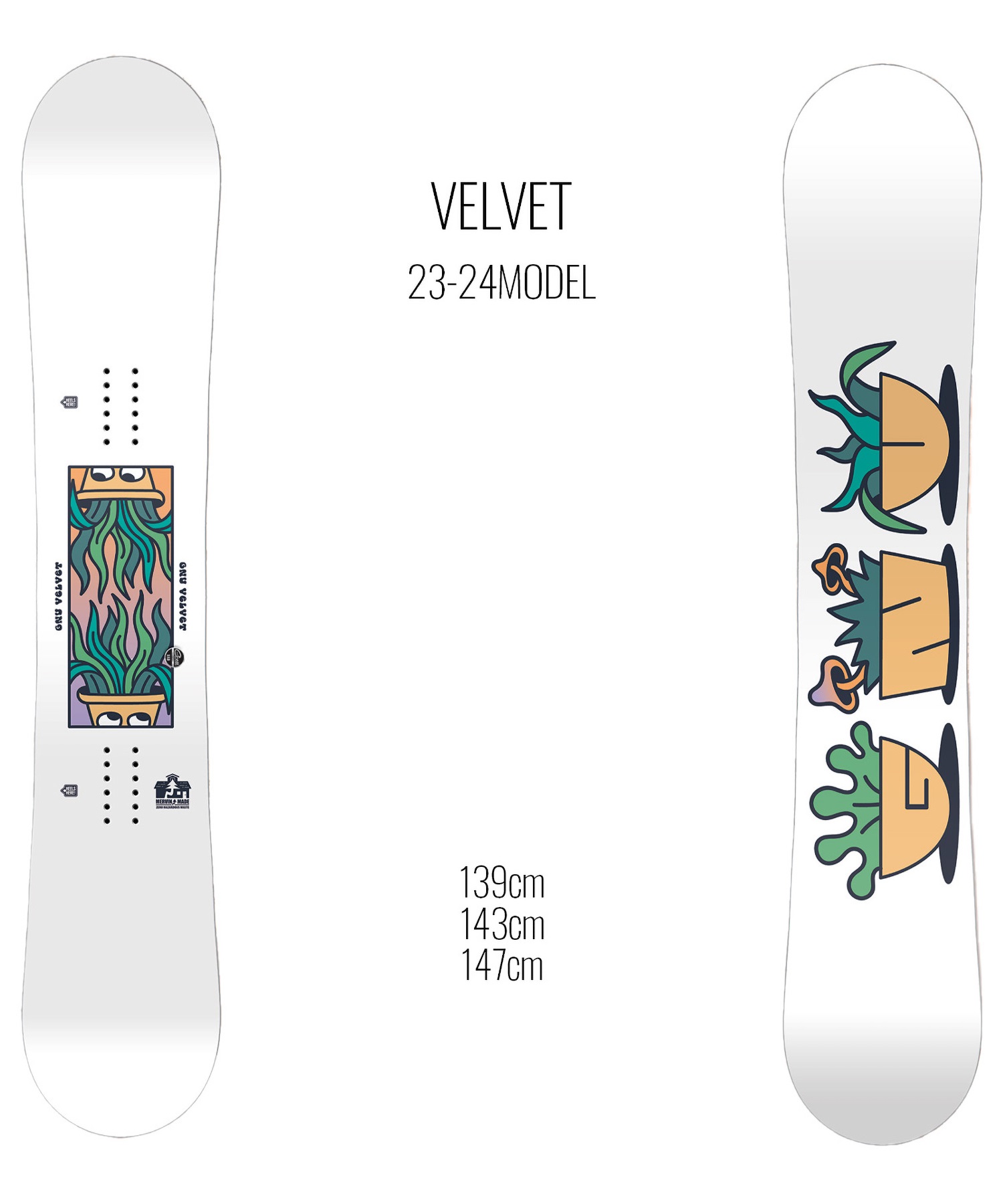 スノーボード 板 レディース GNU グヌー VELVET 23-24モデル ムラサキスポーツ KK B24(WHITE-139cm)