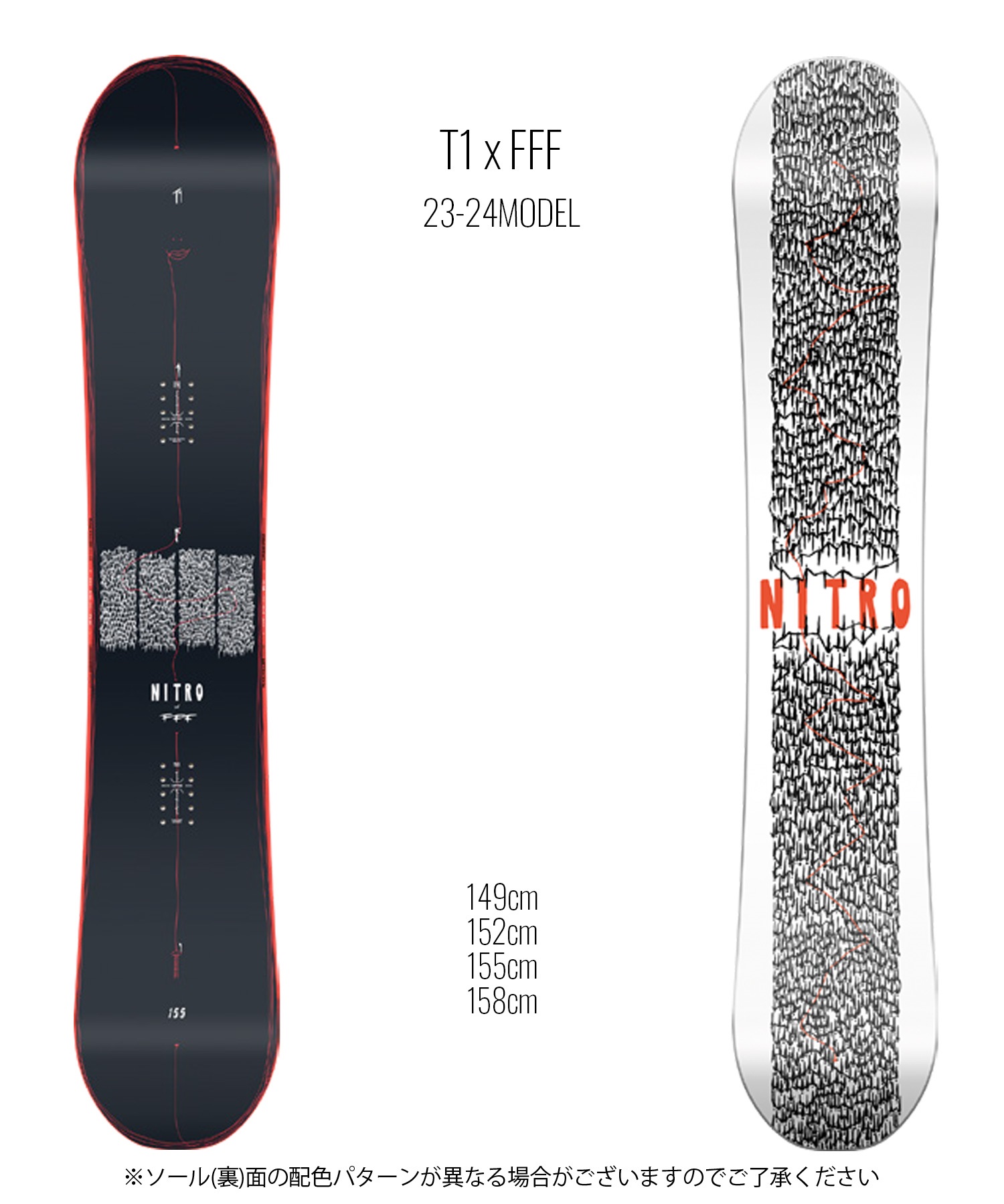 スノーボード 板 メンズ NITRO ナイトロ T1×FFF 23-24モデル ムラサキ ...