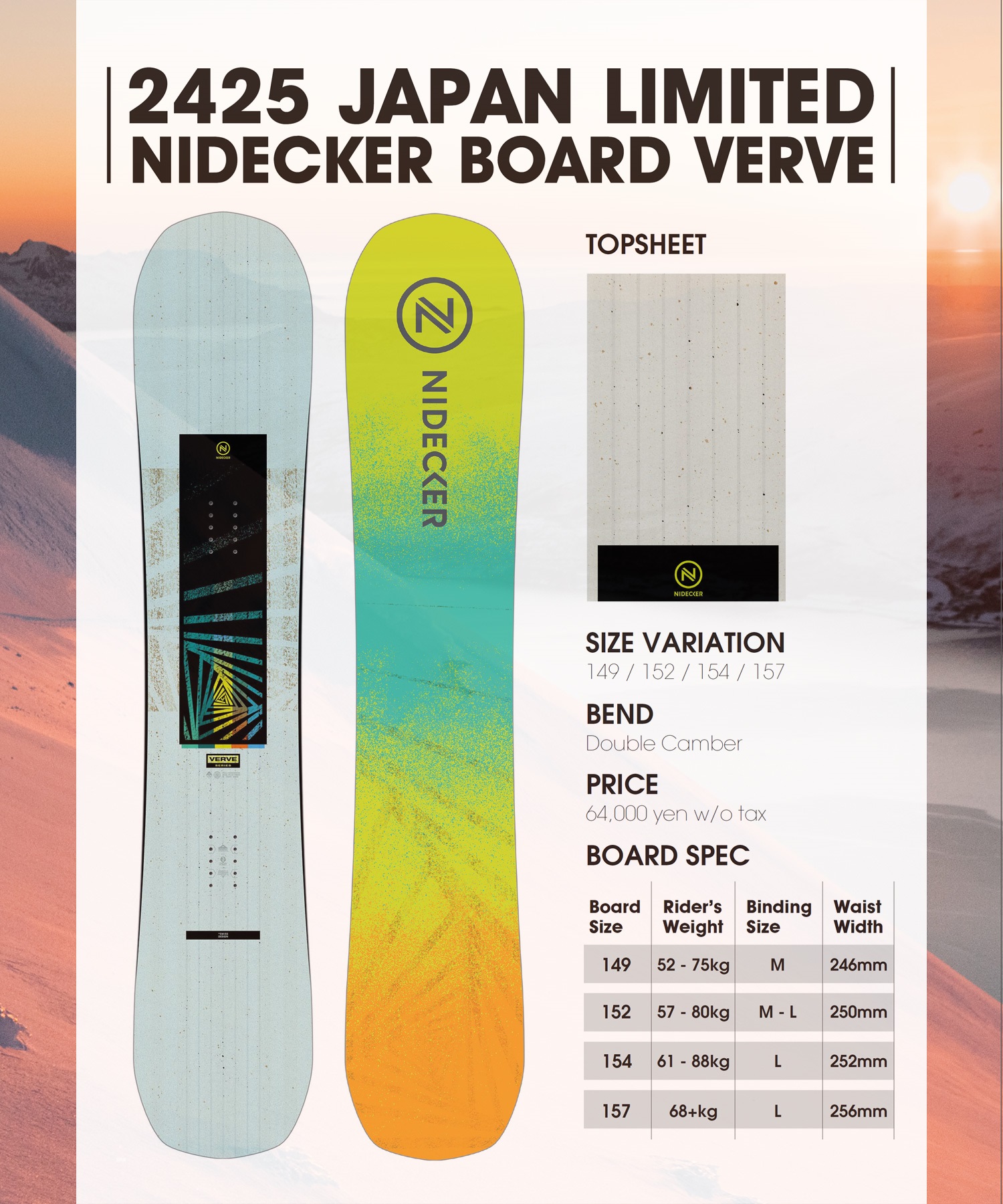 【早期購入】NIDECKER ナイデッカー スノーボード 板 メンズ VERVE ムラサキスポーツ 24-25モデル LL E2(ONECOLOR-149cm)