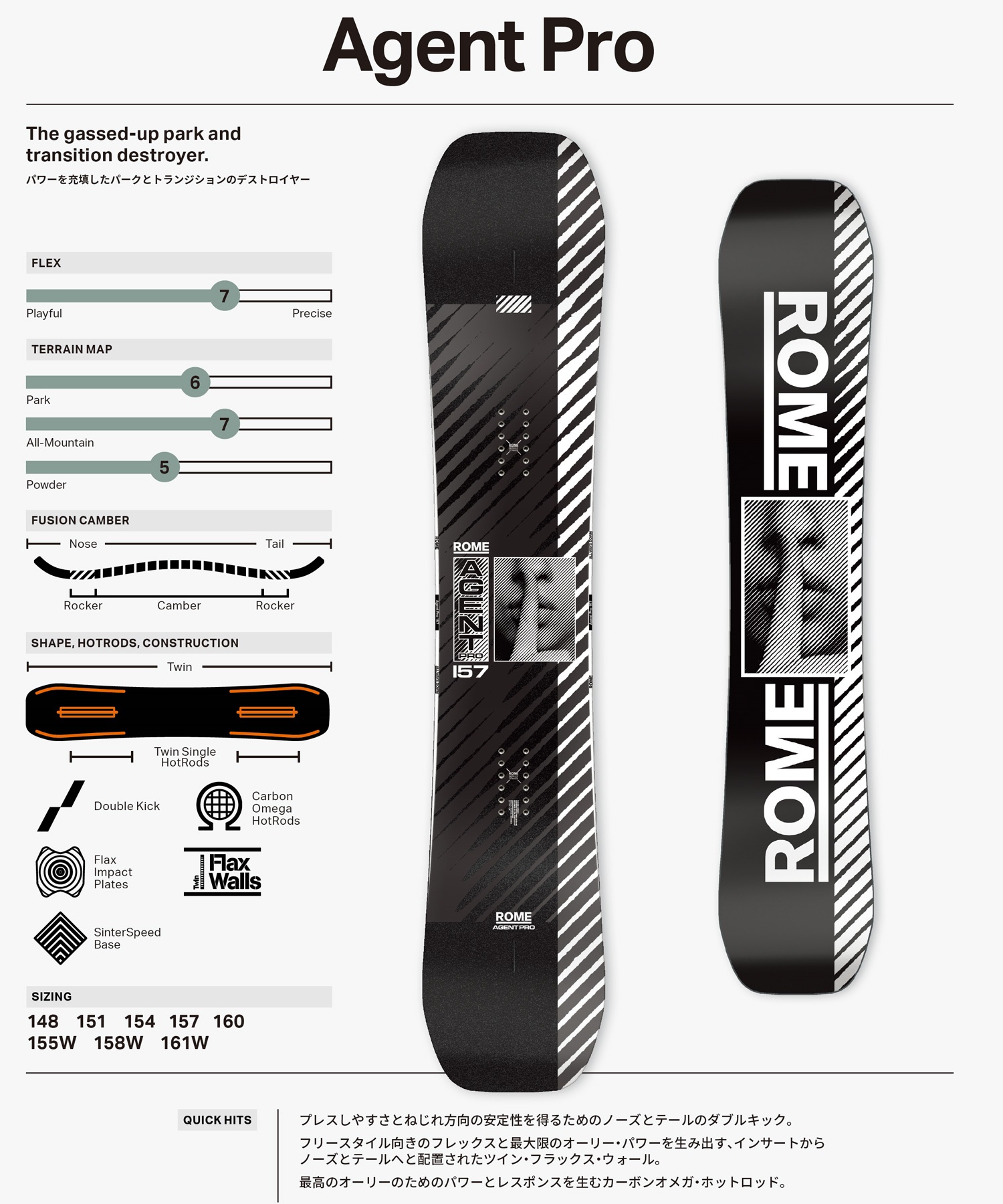【早期購入】ROME ローム スノーボード 板 メンズ AGENT PRO ムラサキスポーツ 24-25モデル LL B8(ONECOLOR-151cm)
