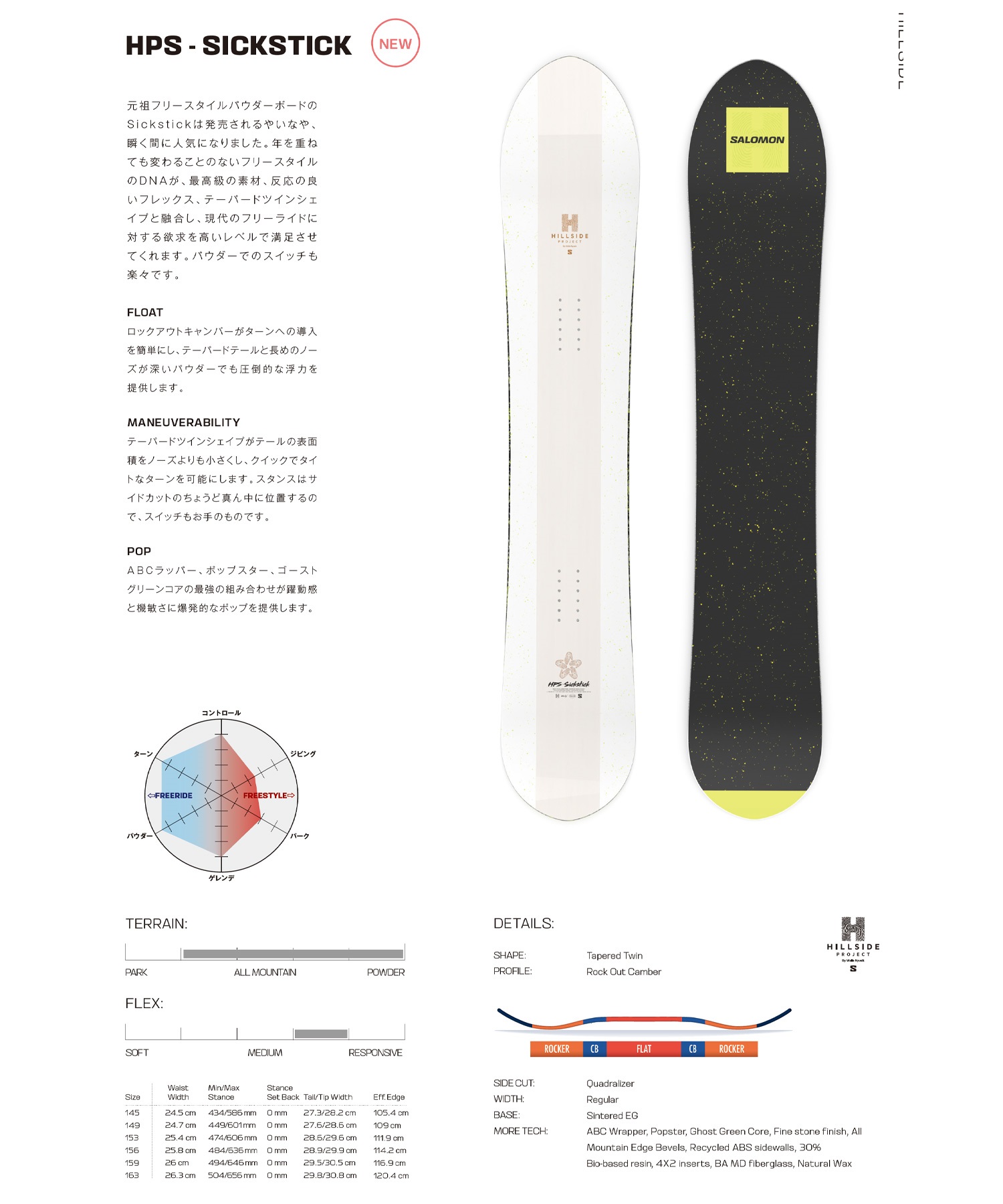 【早期購入】SALOMON サロモン スノーボード 板 メンズ HPS SICKSTICK ムラサキスポーツ 24-25モデル LL A19(ONECOLOR-145cm)