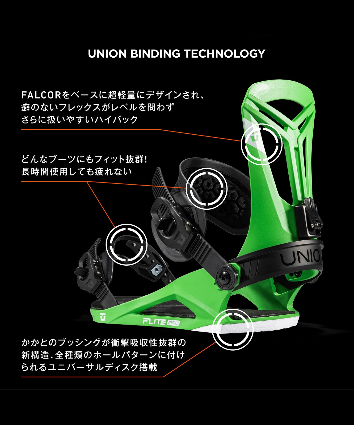 スノーボード バインディング メンズ UNION ユニオン FLITE PRO 23-24モデル ムラサキスポーツ KK B16(GREEN-S)