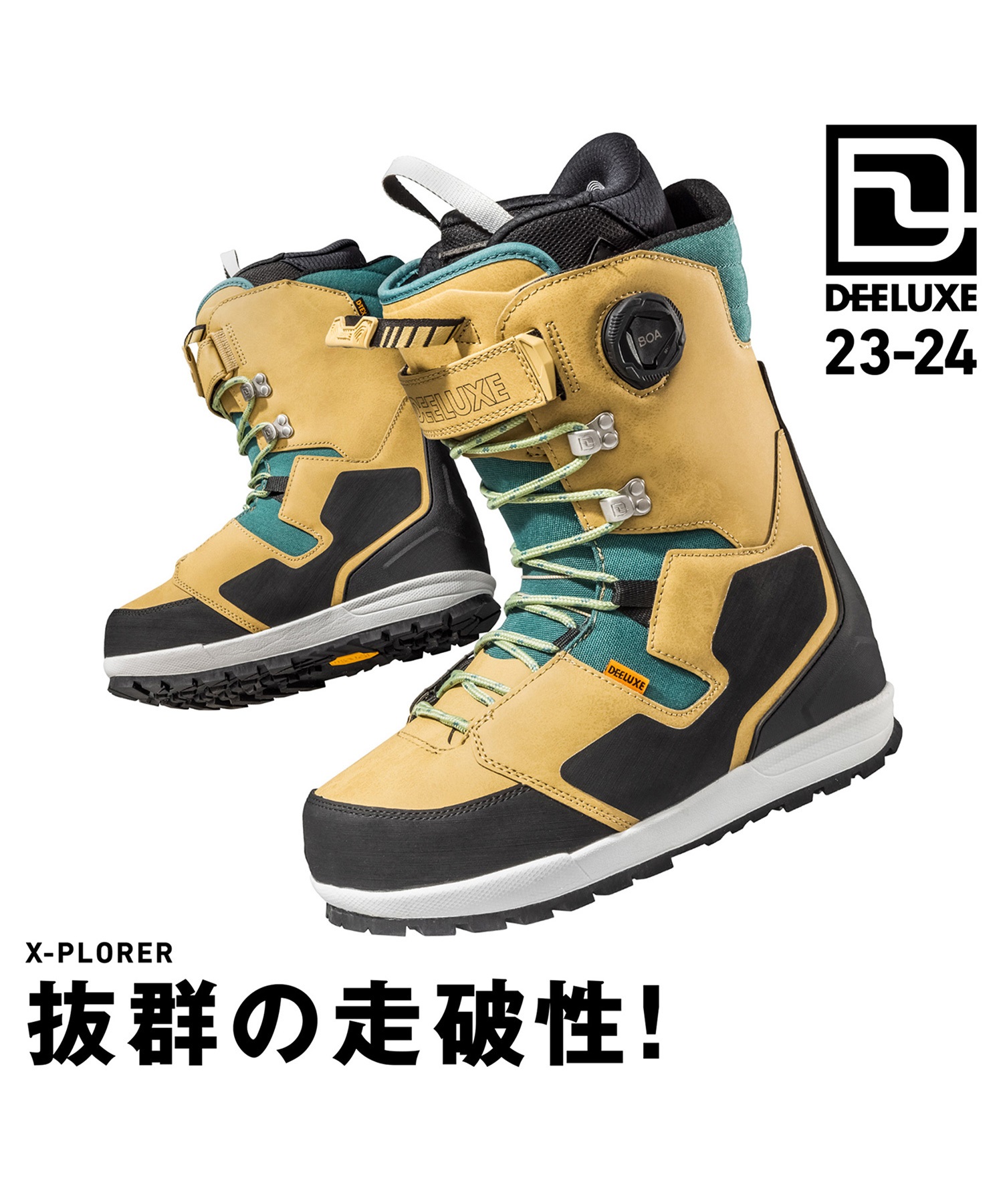 スノーボード ブーツ メンズ DEELUXE ディーラックス X-PLORER 23-24モデル ムラサキスポーツ KK B16(DESSERTGREEN-24.5cm)