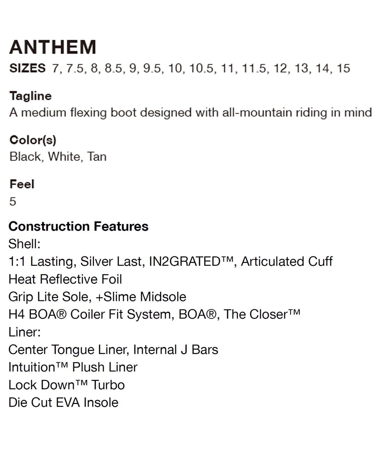 RIDE ライド スノーボード ブーツ メンズ R2303014010 ANTHEM 24