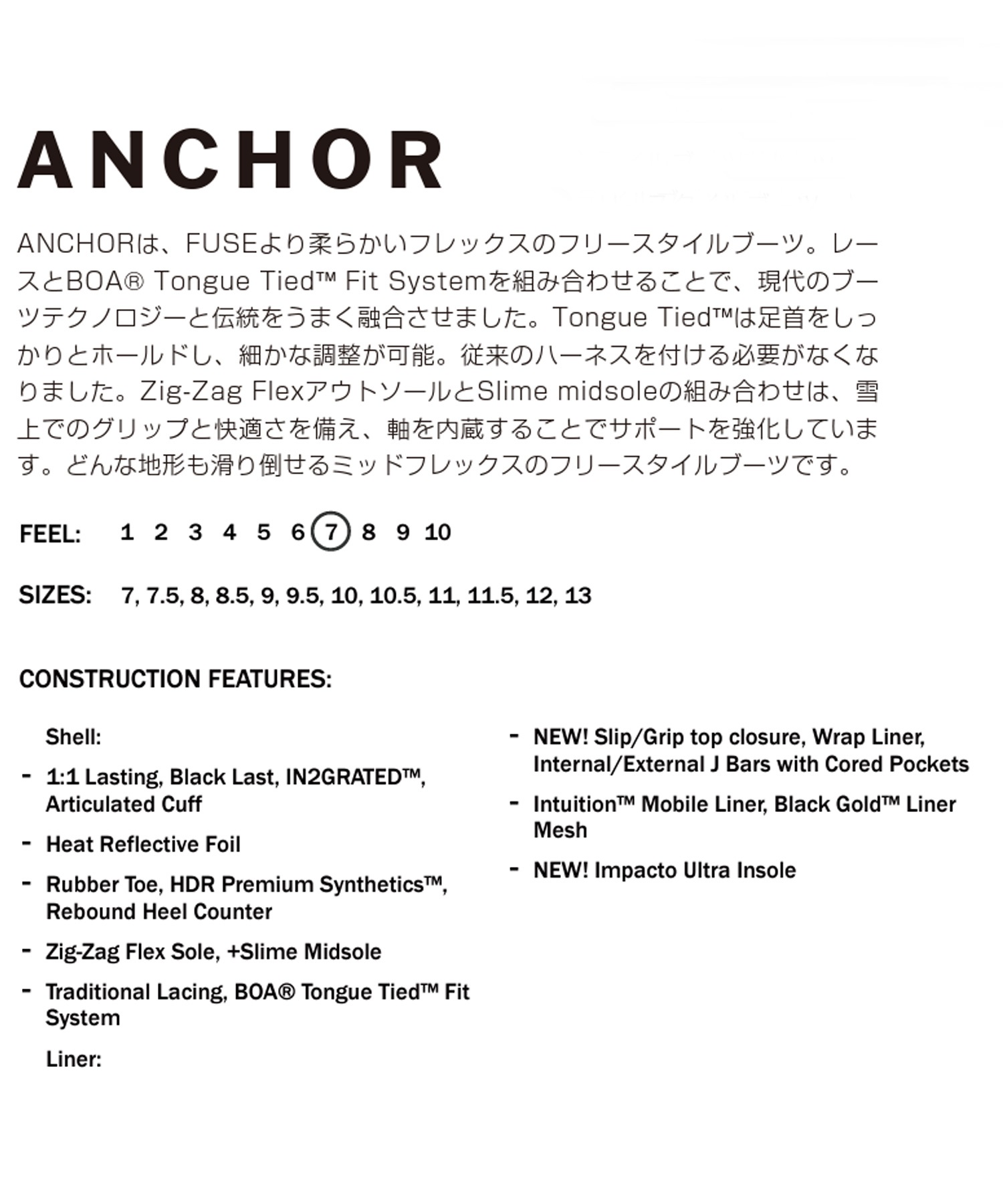 スノーボード ブーツ メンズ RIDE ライド BOA レース ANCHOR 23