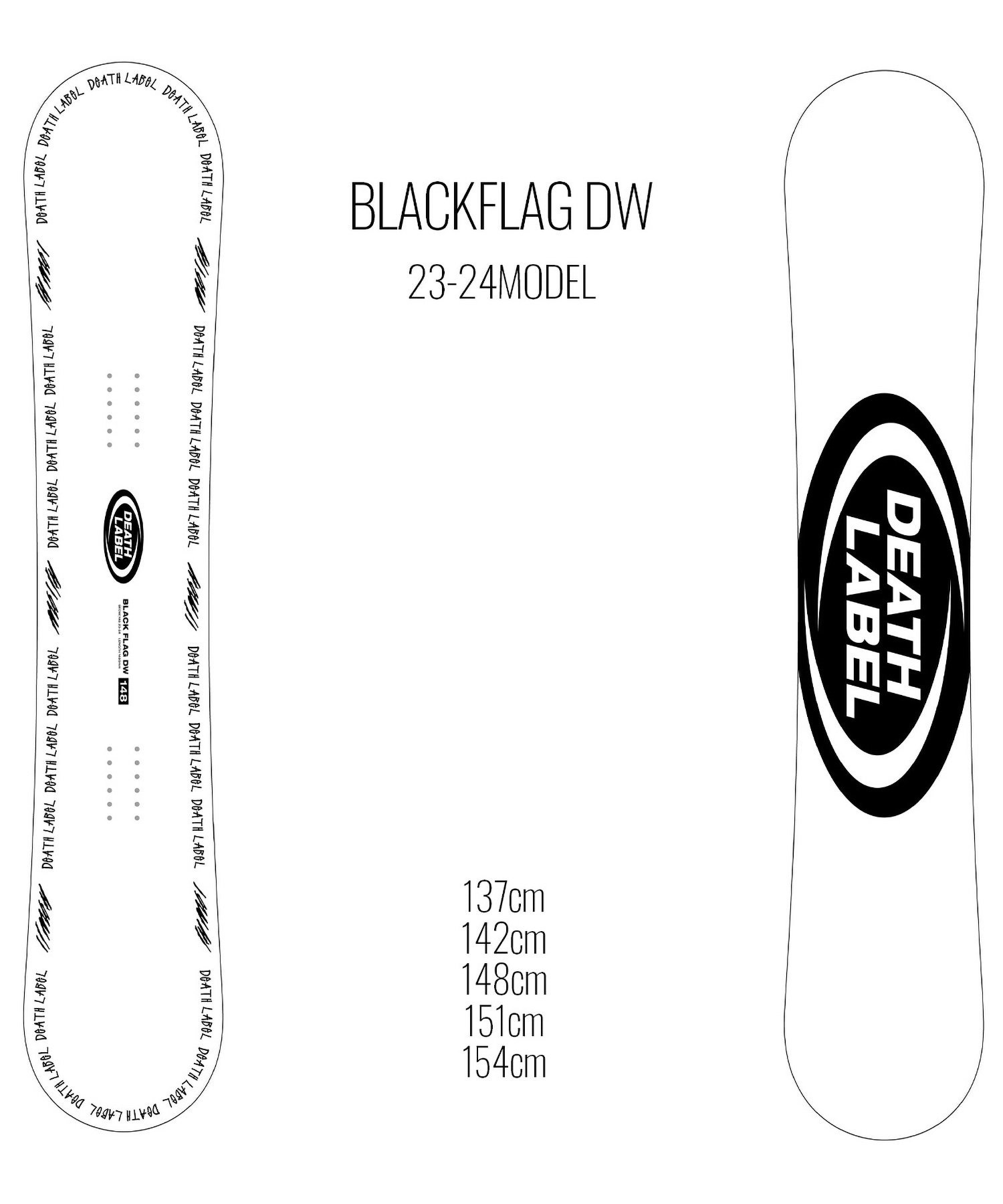 ☆スノーボード＋バインディング 2点セット DEATH LABEL デスレーベル BLACKFLAG DW HEAD FX MU 23-24モデル ムラサキスポーツ(142cm-WHITE-S)