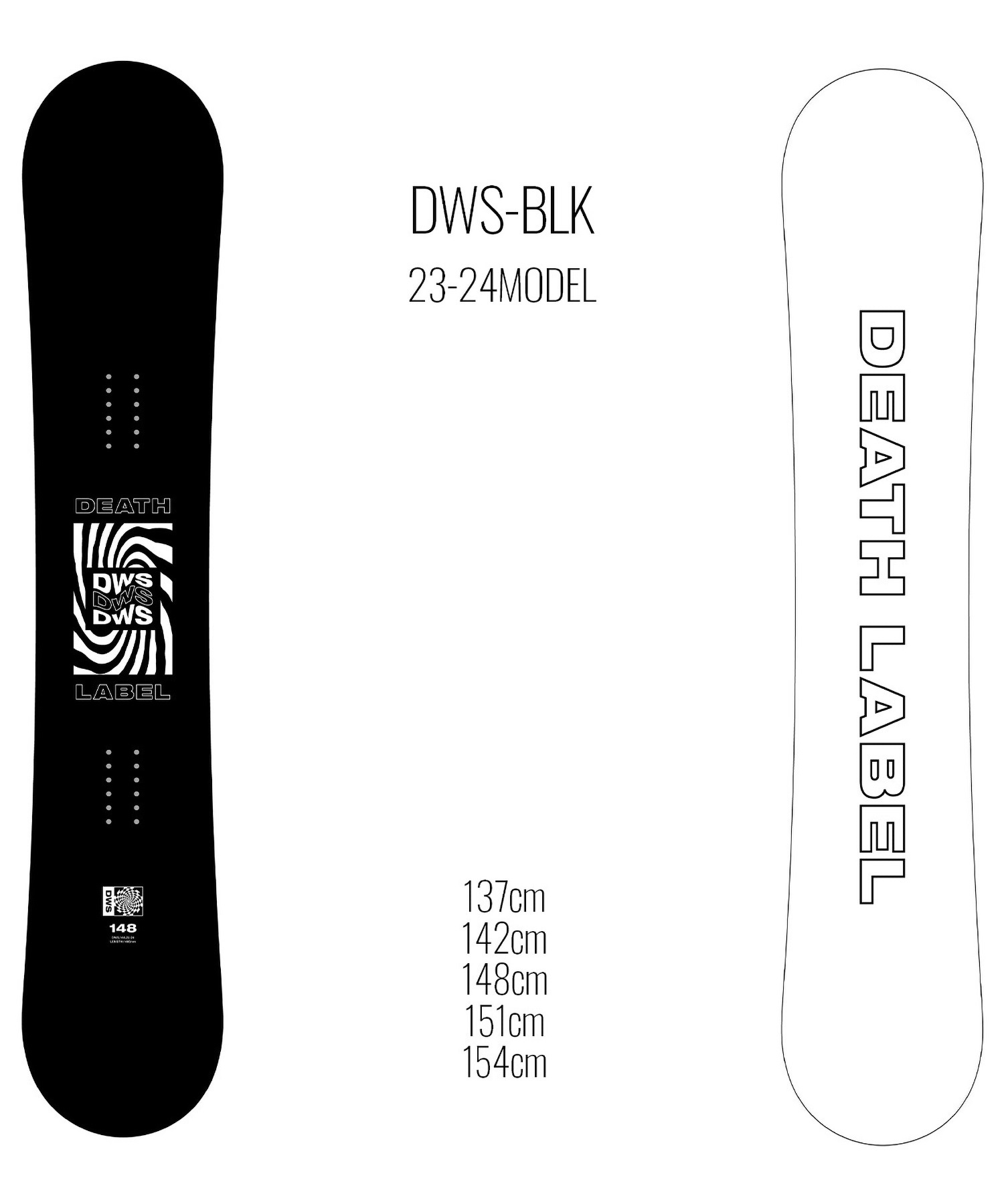 ☆スノーボード＋バインディング 2点セット DEATH LABEL デスレーベル DWS-BLK HEAD FX MU 23-24モデル ムラサキスポーツ(154cm-WHITE-S)