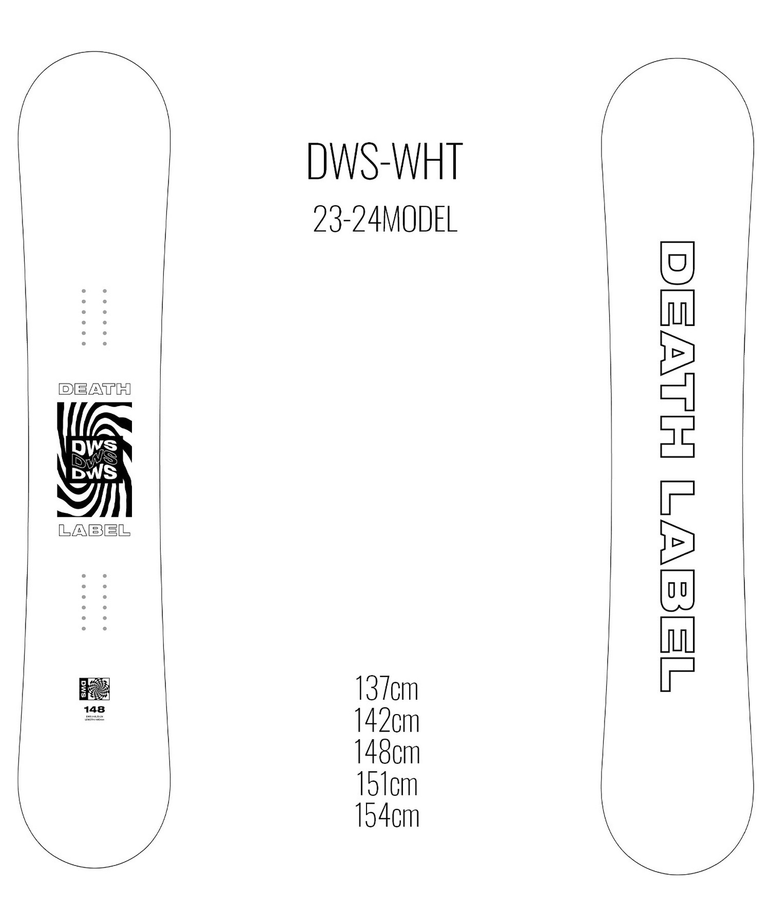 ☆スノーボード＋バインディング 2点セット DEATH LABEL デスレーベル DWS-WHT HEAD FX MU 23-24モデル ムラサキスポーツ(148cm-WHITE-S)