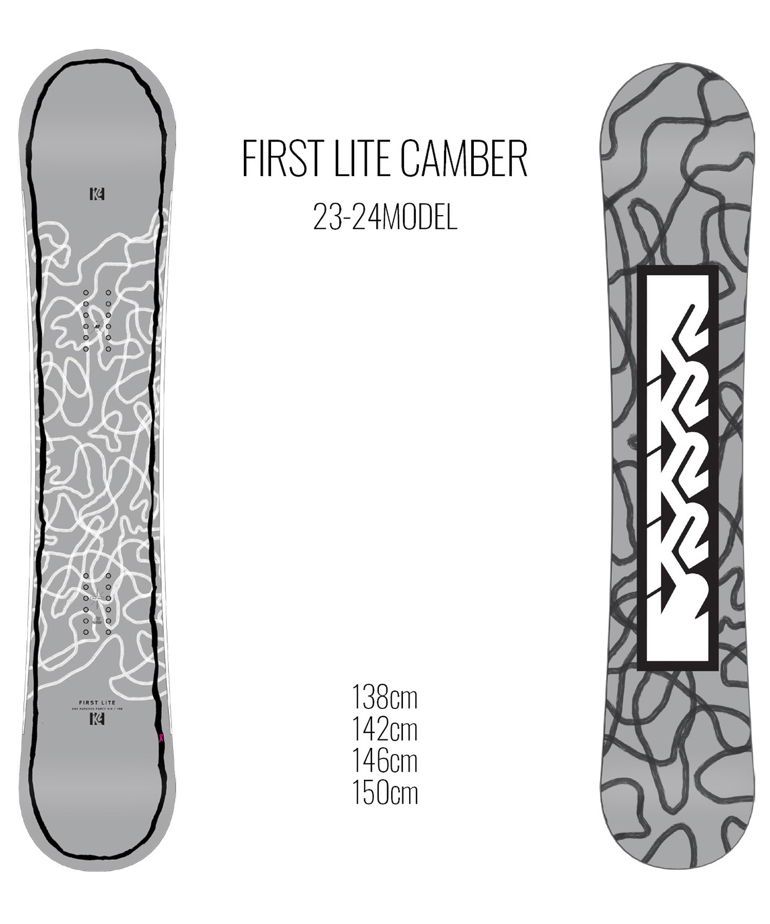 ☆スノーボード＋バインディング 2点セット K2 ケーツー FIRST LITE CAMBER HEAD ヘッド FX MU 23-24モデル ムラサキスポーツ(138cm-WHITE-S)