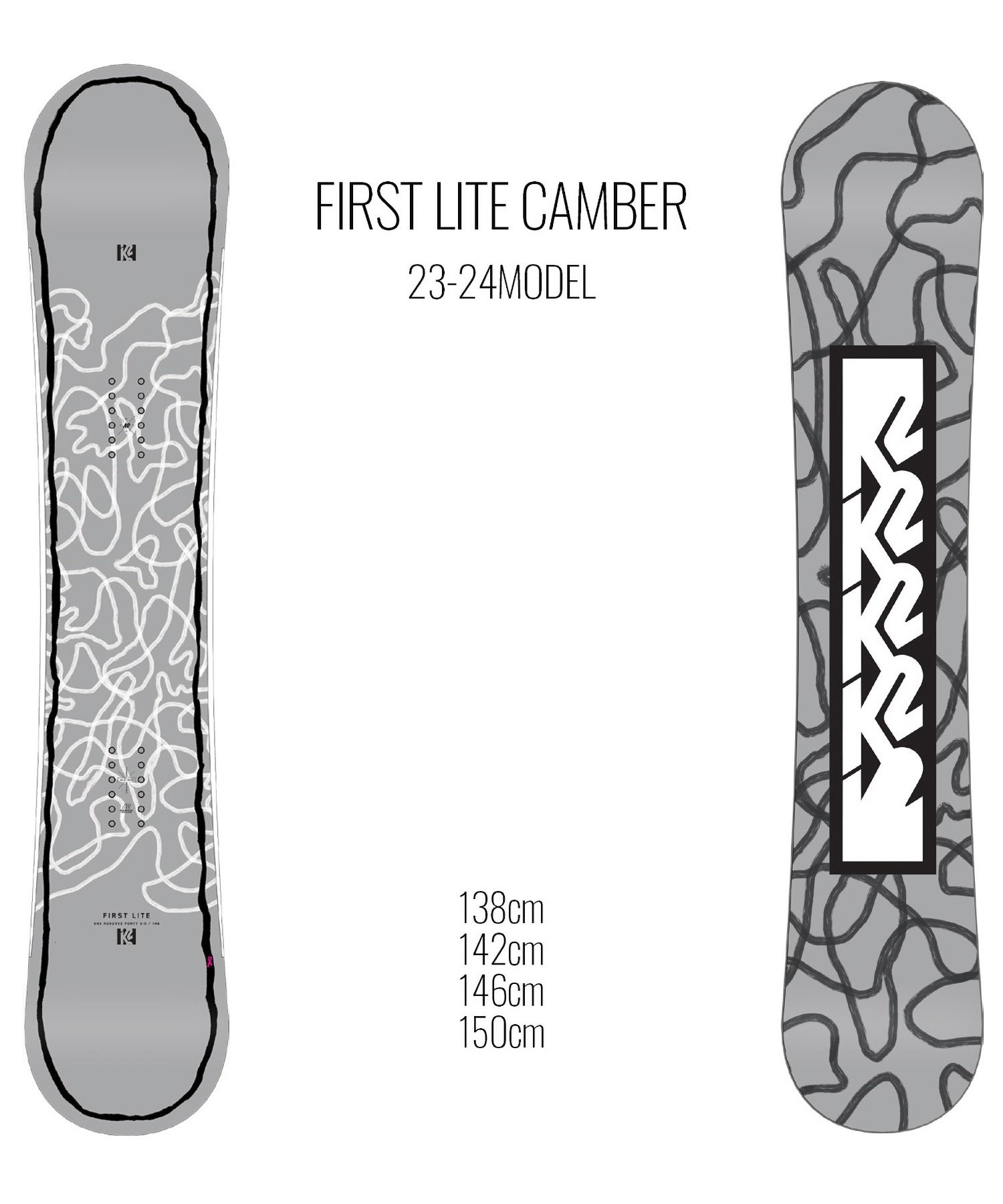 ☆スノーボード＋バインディング 2点セット K2 ケーツー FIRST LITE CAMBER FLUX フラックス EM-WMNS 23-24モデル ムラサキスポーツ(138cm-PINK-XS)