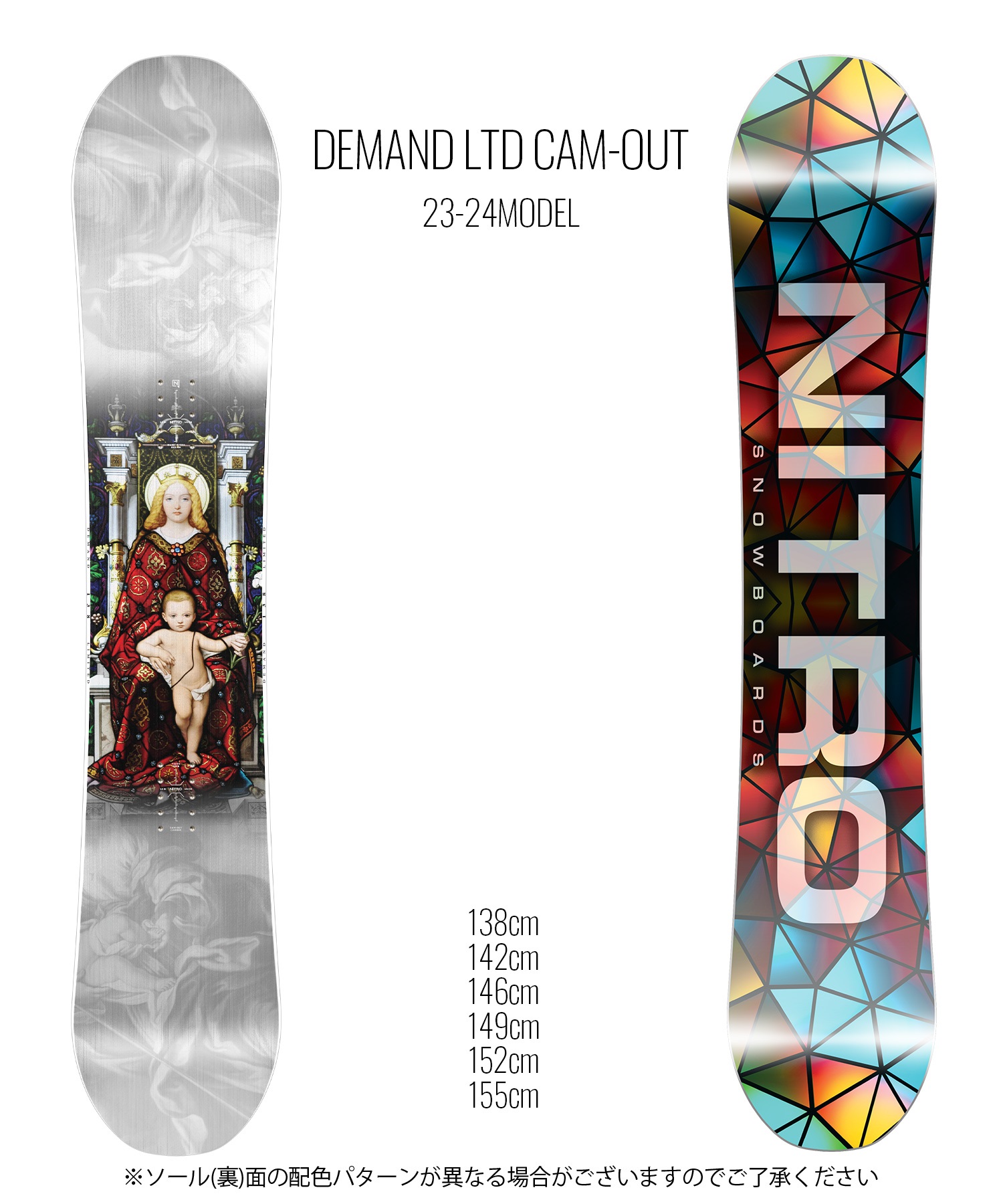 ☆スノーボード＋バインディング 2点セット NITRO ナイトロ DEMAND LTD CAM-OUT HEAD ヘッド FX MU 23-24モデル ムラサキスポーツ(138cm-WHITE-S)