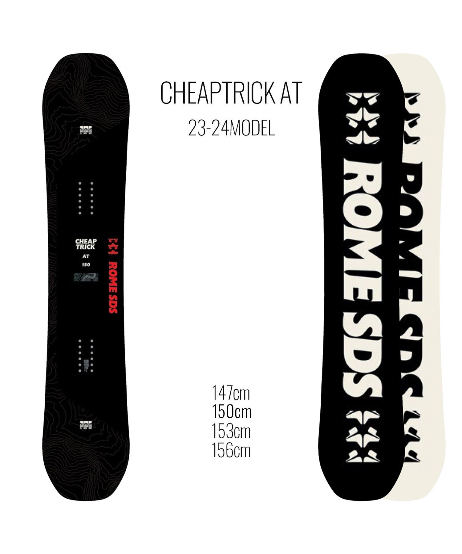 ☆スノーボード＋バインディング 2点セット ROME SDS ローム CHEAPTRICK-AT FLUX フラックス PR 23-24モデル ムラサキスポーツ(147cm-BLACK-S)