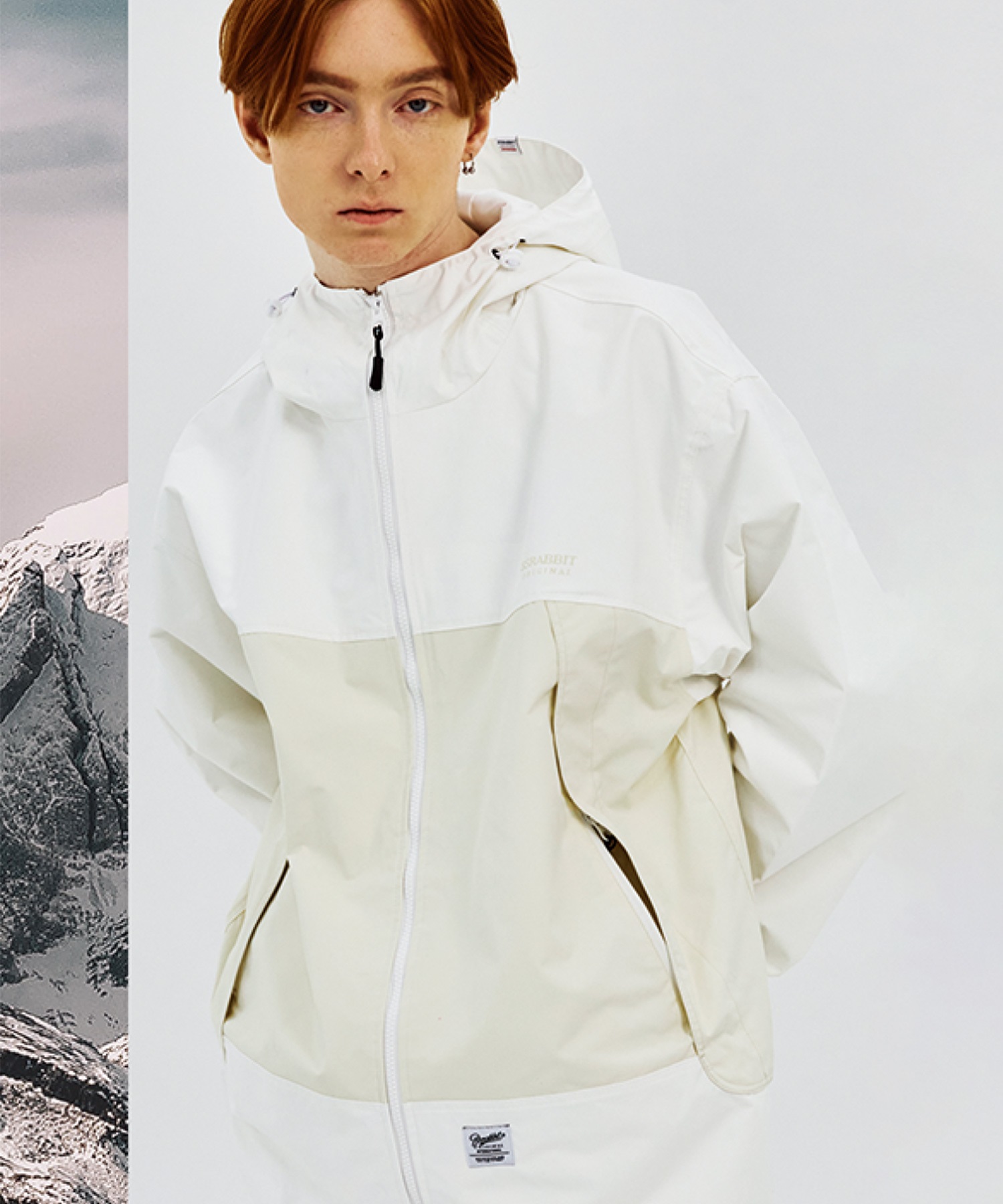 スノーボード ウェア ジャケット ユニセックス BSRABBIT ビエスラビット MMM HF WINDBREAKER HOODED 23-24モデル KK G21(WHITE-M)