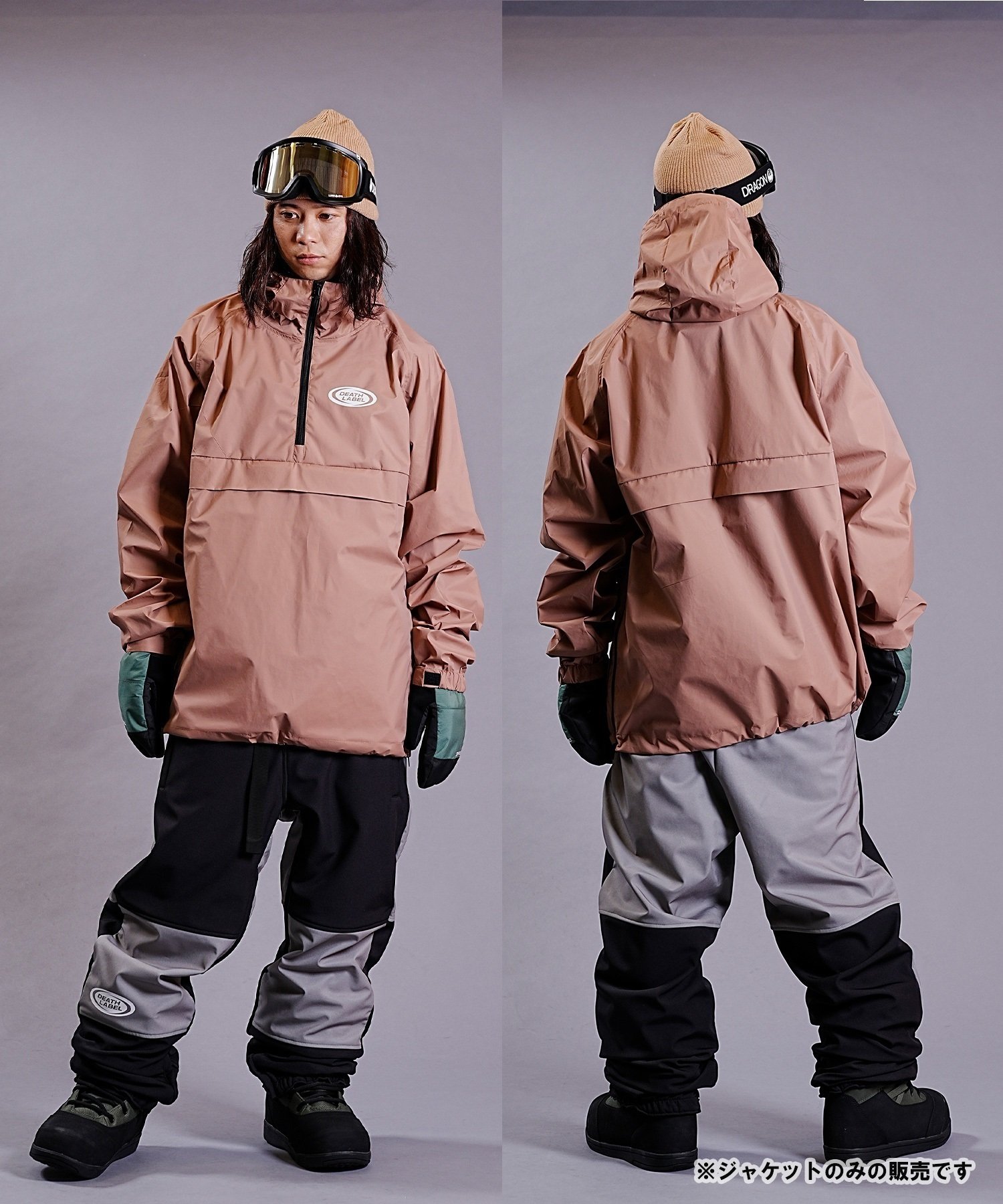 スノーボード ウェア ジャケット ユニセックス DEATHLABEL デスレーベル ANORAK JKT LOGO 23-24モデル ムラサキスポーツ KK I21(GREY-M)