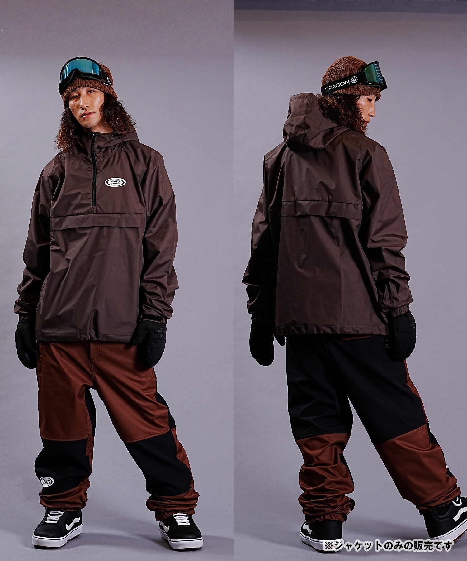 スノーボード ウェア ジャケット ユニセックス DEATHLABEL デスレーベル ANORAK JKT LOGO 23-24モデル ムラサキスポーツ KK I21(GREY-M)