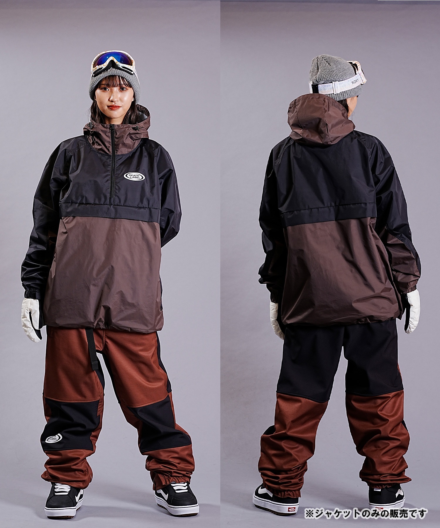 スノーボード ウェア ジャケット ユニセックス DEATHLABEL デスレーベル ANORAK JKT TWOTONE 23-24モデル ムラサキスポーツ KK I21(BLKBROWN-M)