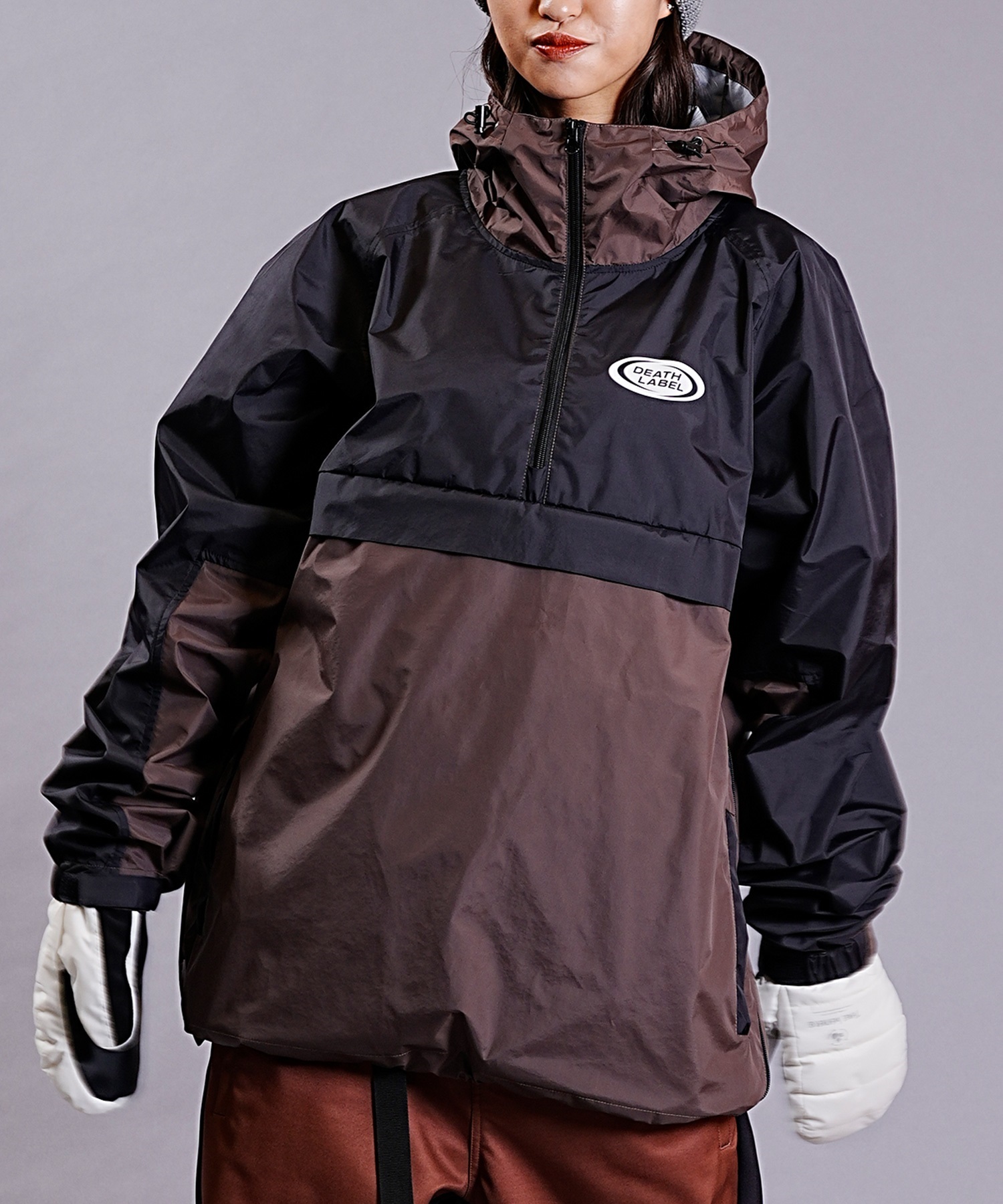 スノーボード ウェア ジャケット ユニセックス DEATHLABEL デスレーベル ANORAK JKT TWOTONE 23-24モデル ムラサキスポーツ KK I21(BLKBROWN-M)