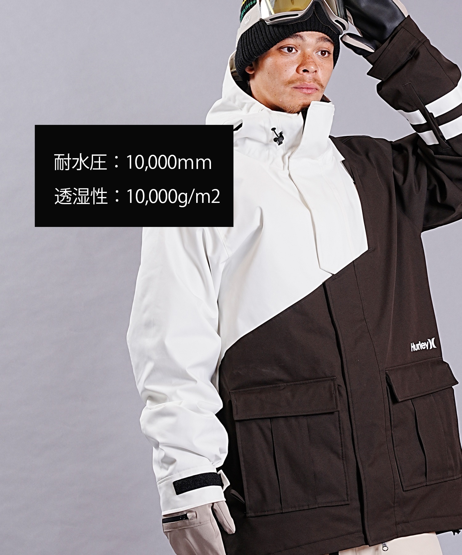 スノーボード ウェア ジャケット ユニセックス HURLEY ハーレー BLOCK PARTY SNOW MSW2312041 23-24モデル ムラサキスポーツ KK K16(BLK-M)