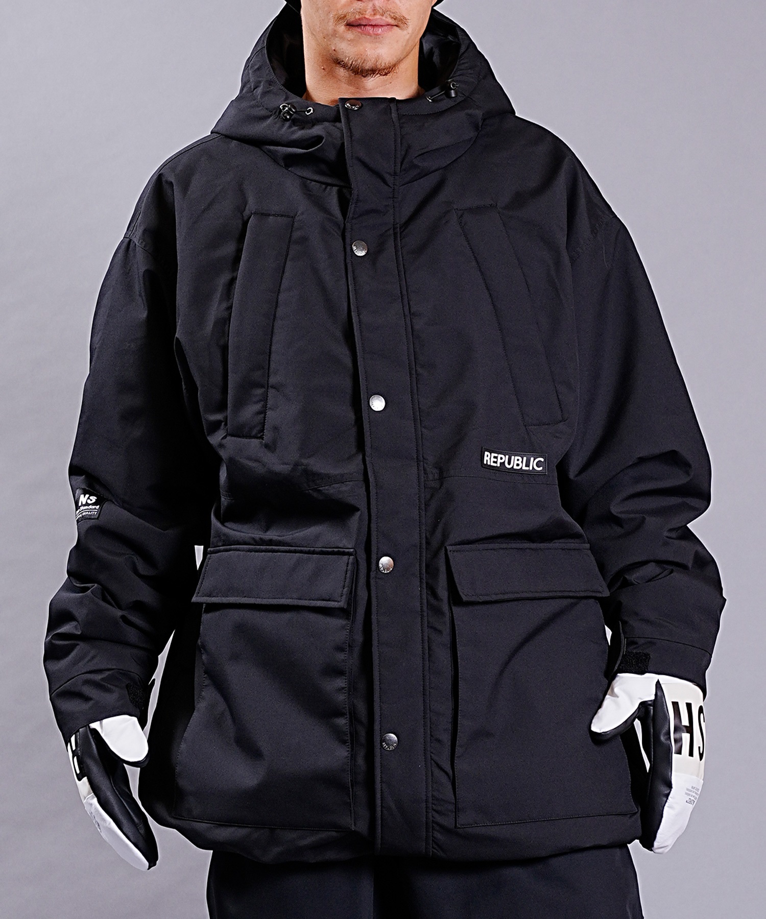 REPUBLIC リパブリック スノーボード ウェア ジャケット ユニセックス NAUGHTY MOUNTAIN PARKA 23-24モデル KK H5(Black-S)