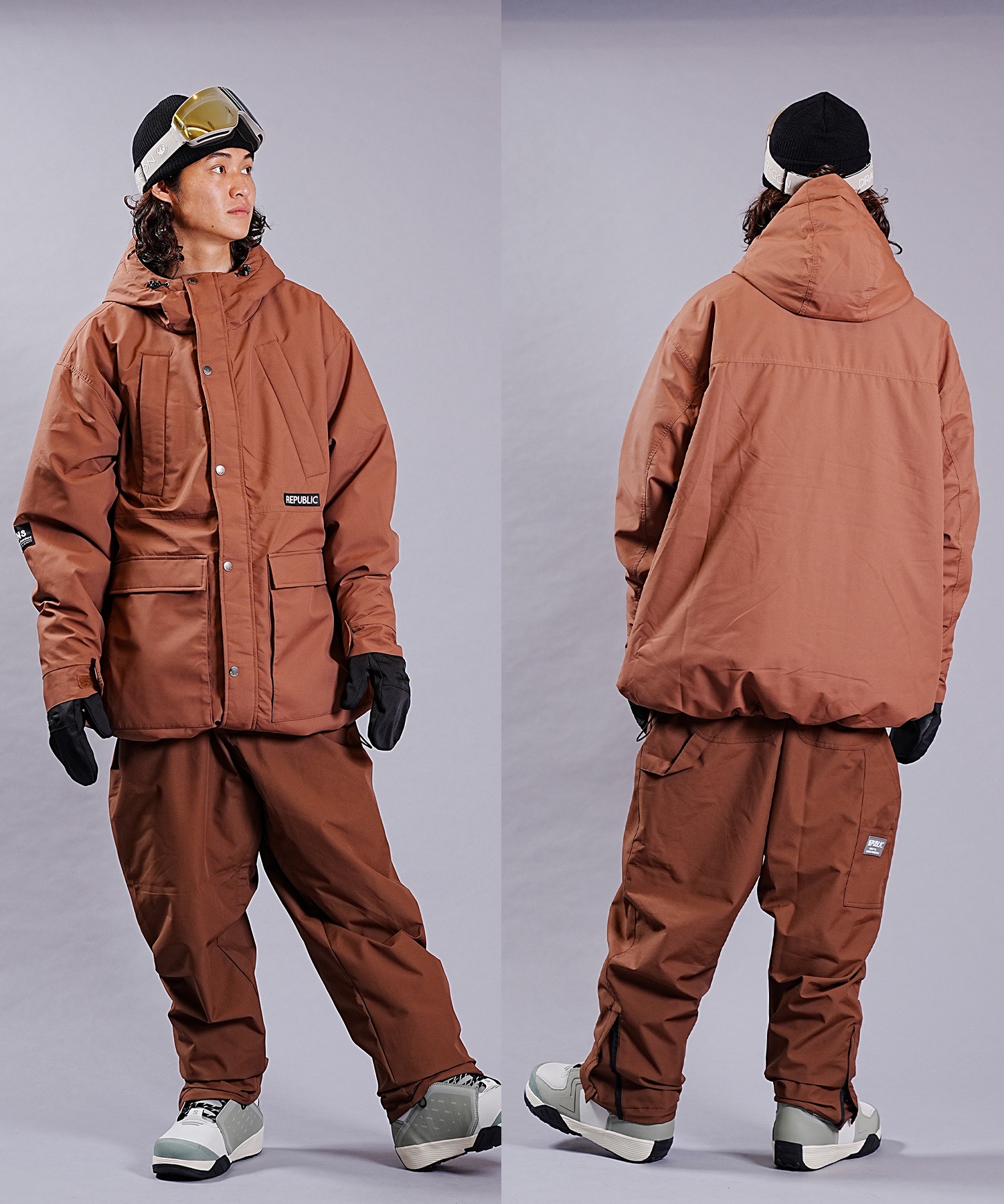 REPUBLIC リパブリック スノーボード ウェア ジャケット ユニセックス NAUGHTY MOUNTAIN PARKA 23-24モデル KK H5(Brown-S)