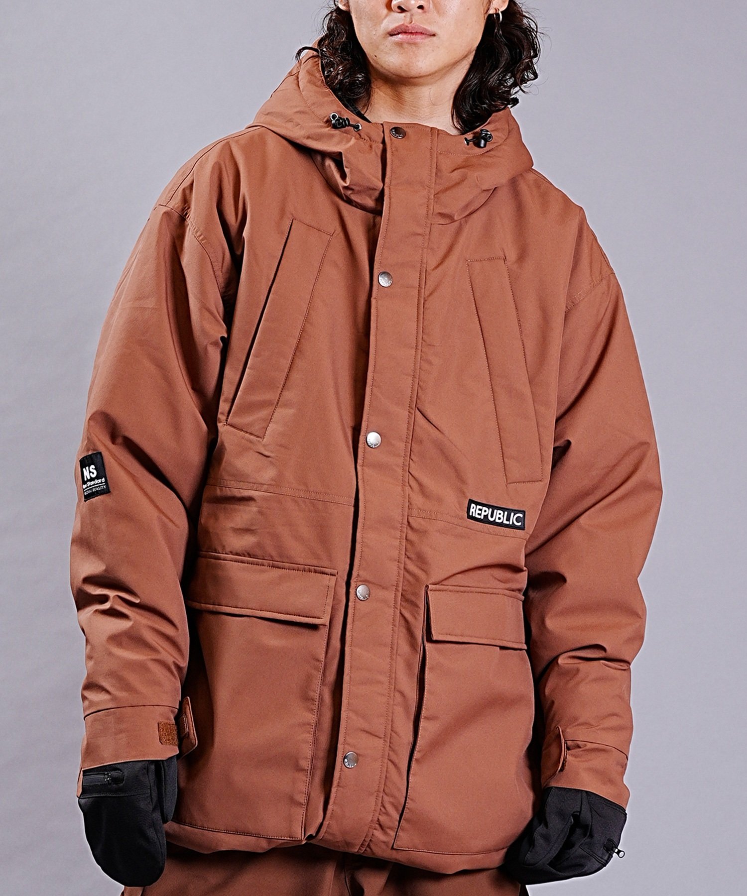 REPUBLIC リパブリック スノーボード ウェア ジャケット ユニセックス NAUGHTY MOUNTAIN PARKA 23-24モデル KK H5(Brown-S)