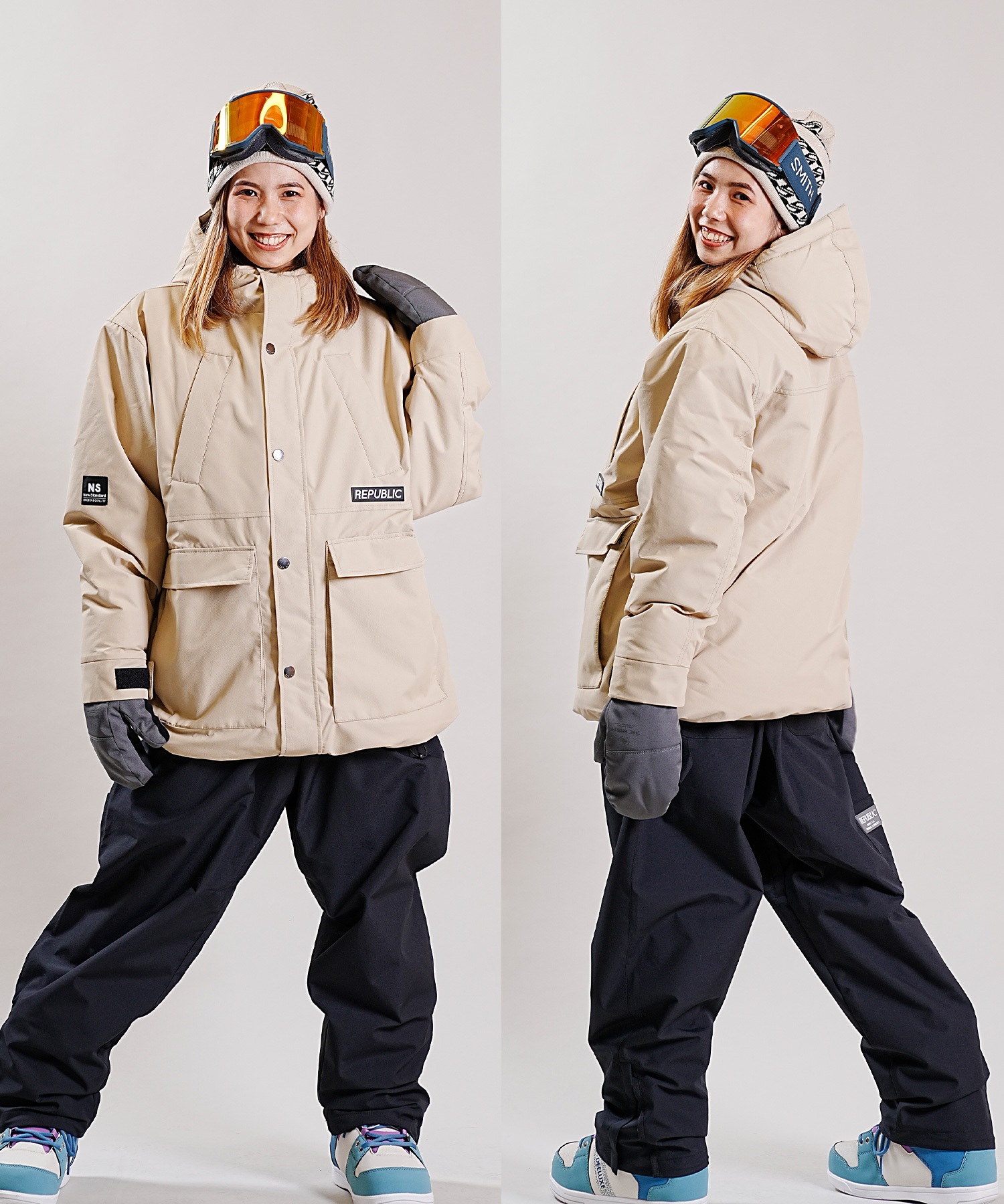 REPUBLIC リパブリック スノーボード ウェア ジャケット ユニセックス NAUGHTY MOUNTAIN PARKA 23-24モデル KK H5(Black-S)