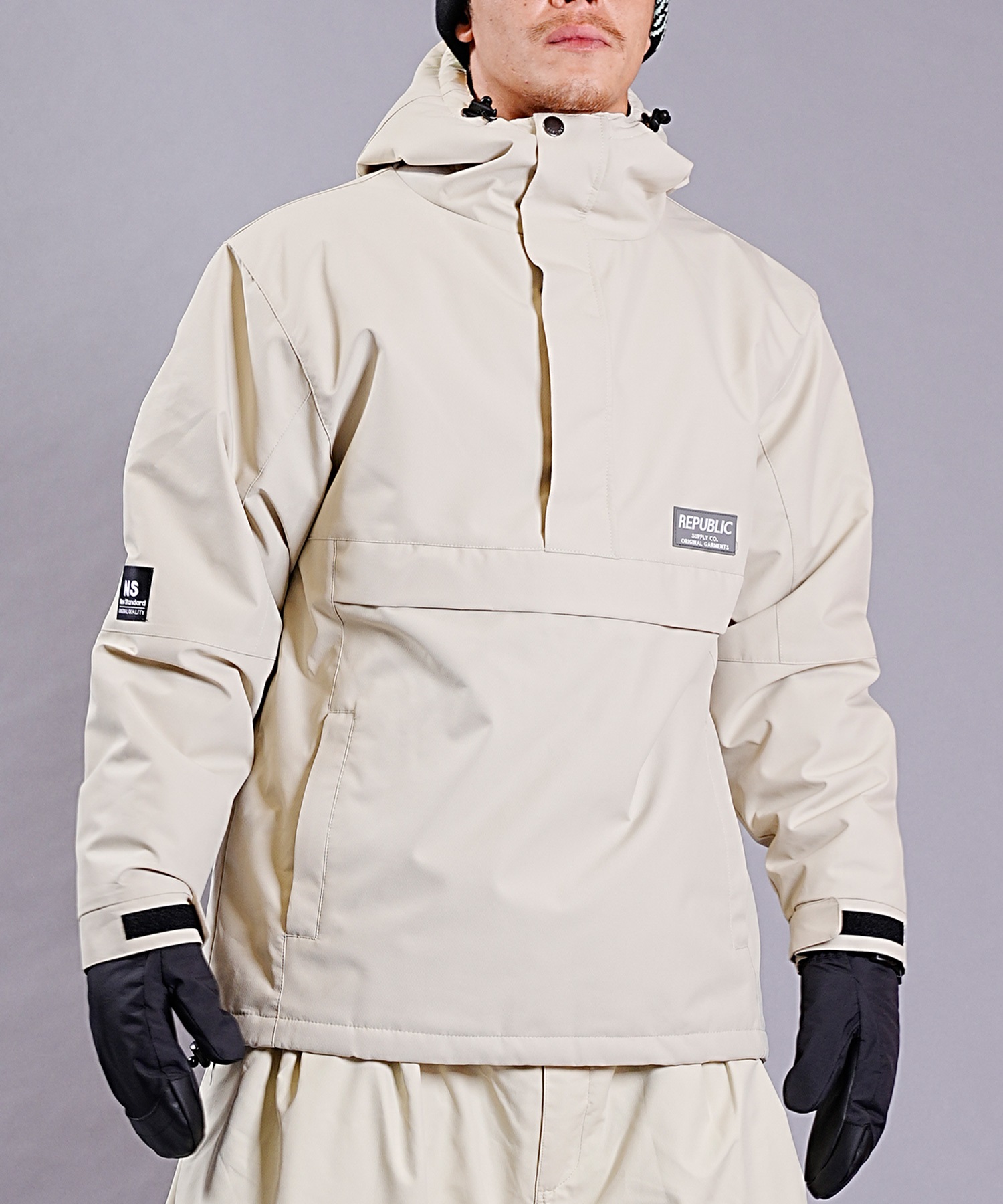 REPUBLIC リパブリック スノーボード ウェア ジャケット ユニセックス TRAIL PULLOVER JACKET 23-24モデル KK H5(Cream-S)