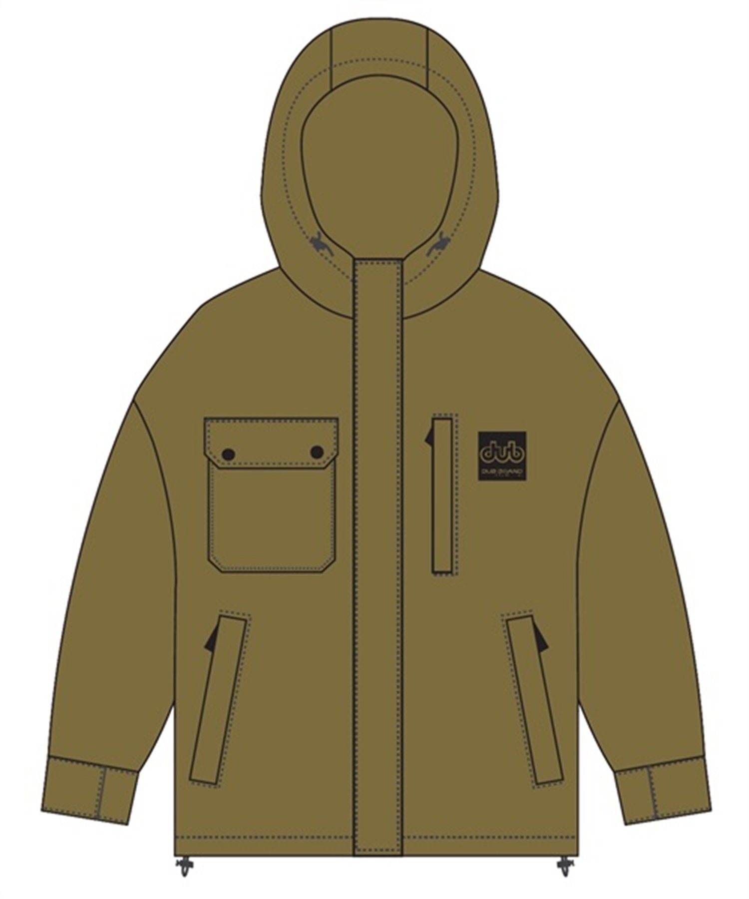 スノーボード ウェア ジャケット ユニセックス DUB ダブ BATTING ZIP UP 23-24モデル ムラサキスポーツ KX G29(OLIVE-M)