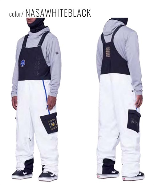 スノーボード ウェア パンツ ユニセックス 686 シックスエイトシックス M2W206 EXPLORATION BIB 23-24モデル ムラサキスポーツ KK A26(NASAWHITEBLACK-M)