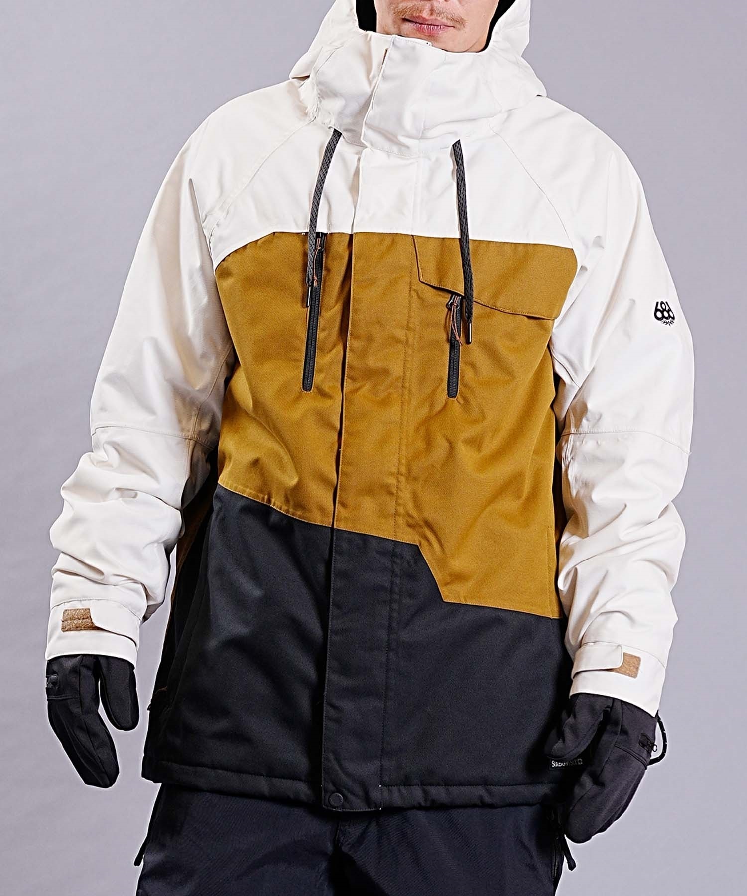 ☆スノーボードウェア 2点セット ジャケット パンツ 上下 686 シックスエイトシックス M2W115 GEO INSULATED KCR213 STANDARD PT(【Jacket】BIRCHWASHCOLORBLK-XXL-【Pants】BLACK-S)