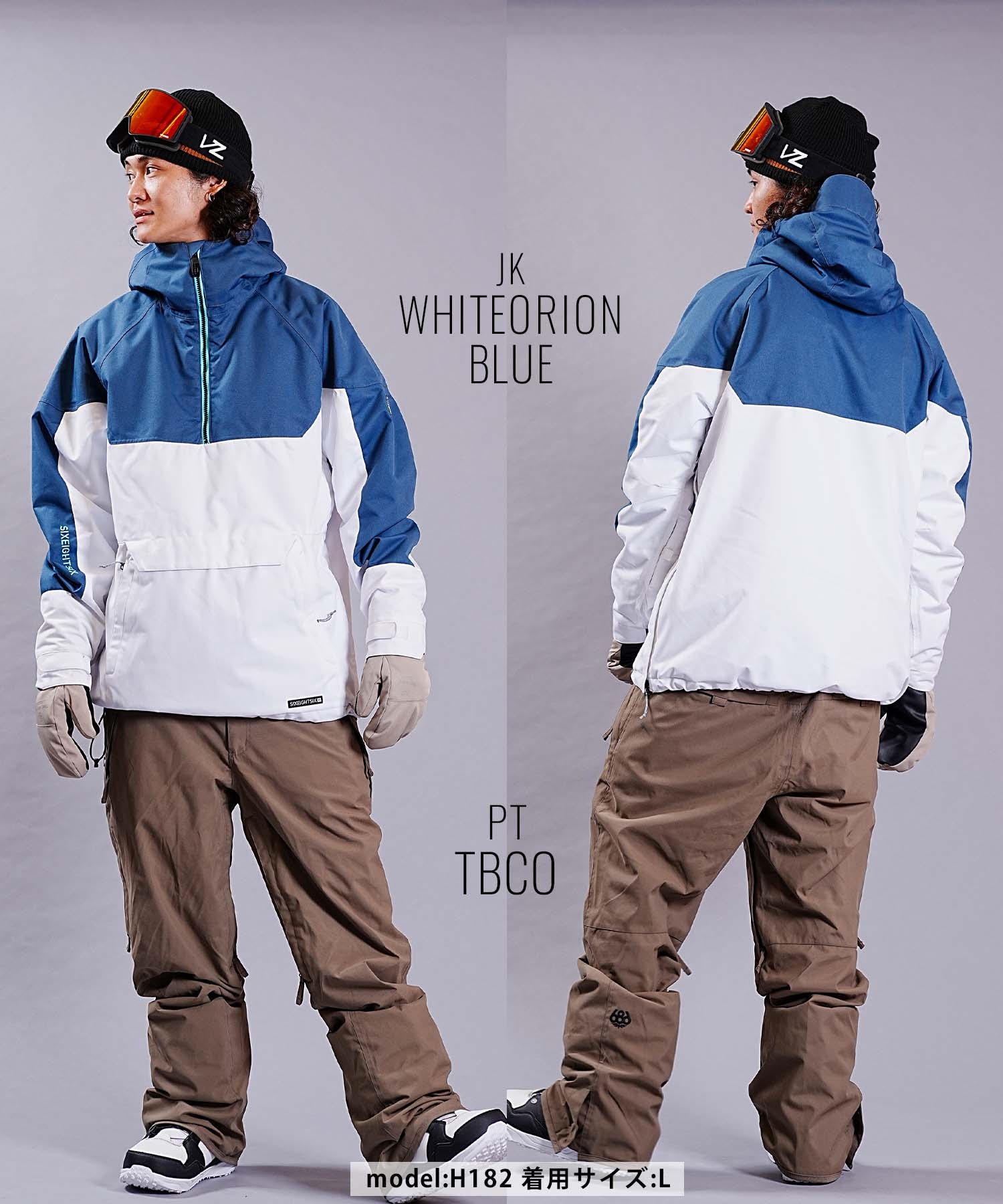 ☆スノーボードウェア 2点セット ジャケット パンツ 上下 686 シックスエイトシックス M2W116 RENEWAL INSULATED KCR213 STANDARD PT(【Jacket】WHITEORIONBLUE-XL-【Pants】BLACK-S)