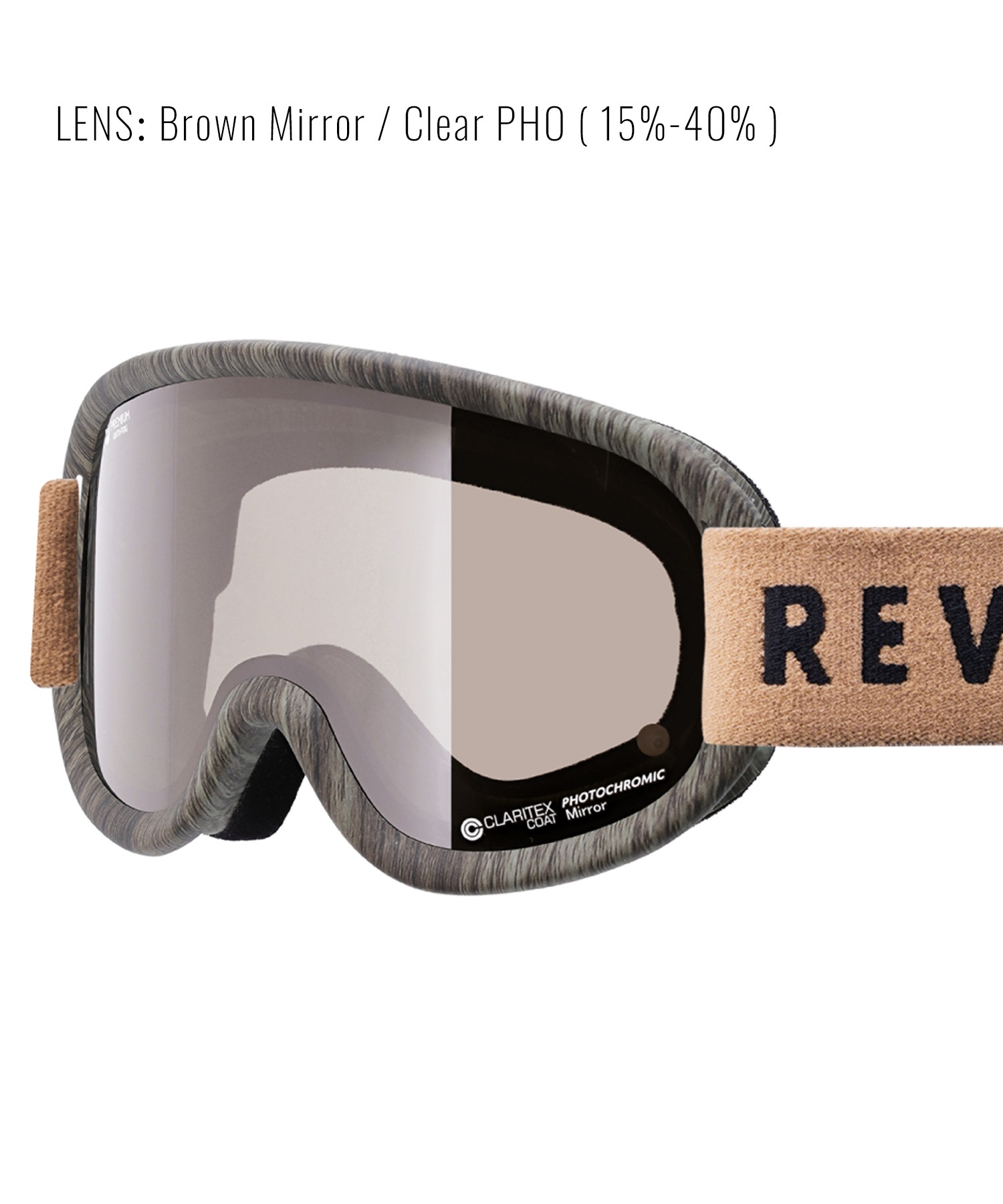 スノーボード ゴーグル ユニセックス REVOLT リボルト 平面レンズ 調光レンズ SUPER LIGHT FRAME ムラサキスポーツ 23-24モデル KK L8(BROWNMIRROR/CLEARPHO-F)