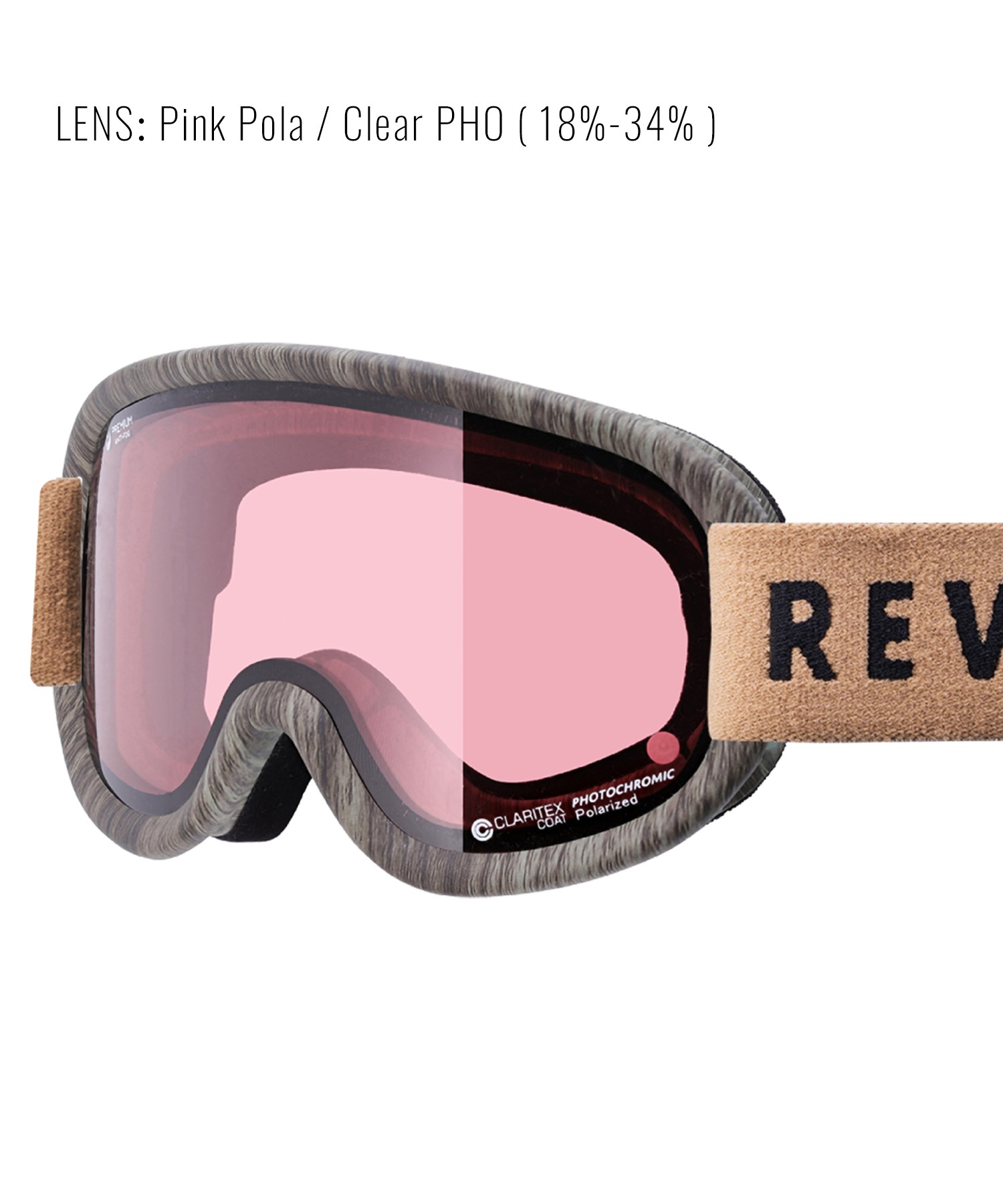 スノーボード ゴーグル ユニセックス REVOLT リボルト 平面レンズ 調光レンズ SUPER LIGHT FRAME ムラサキスポーツ 23-24モデル KK L8(PINKPOLA/CLEARPHO-F)