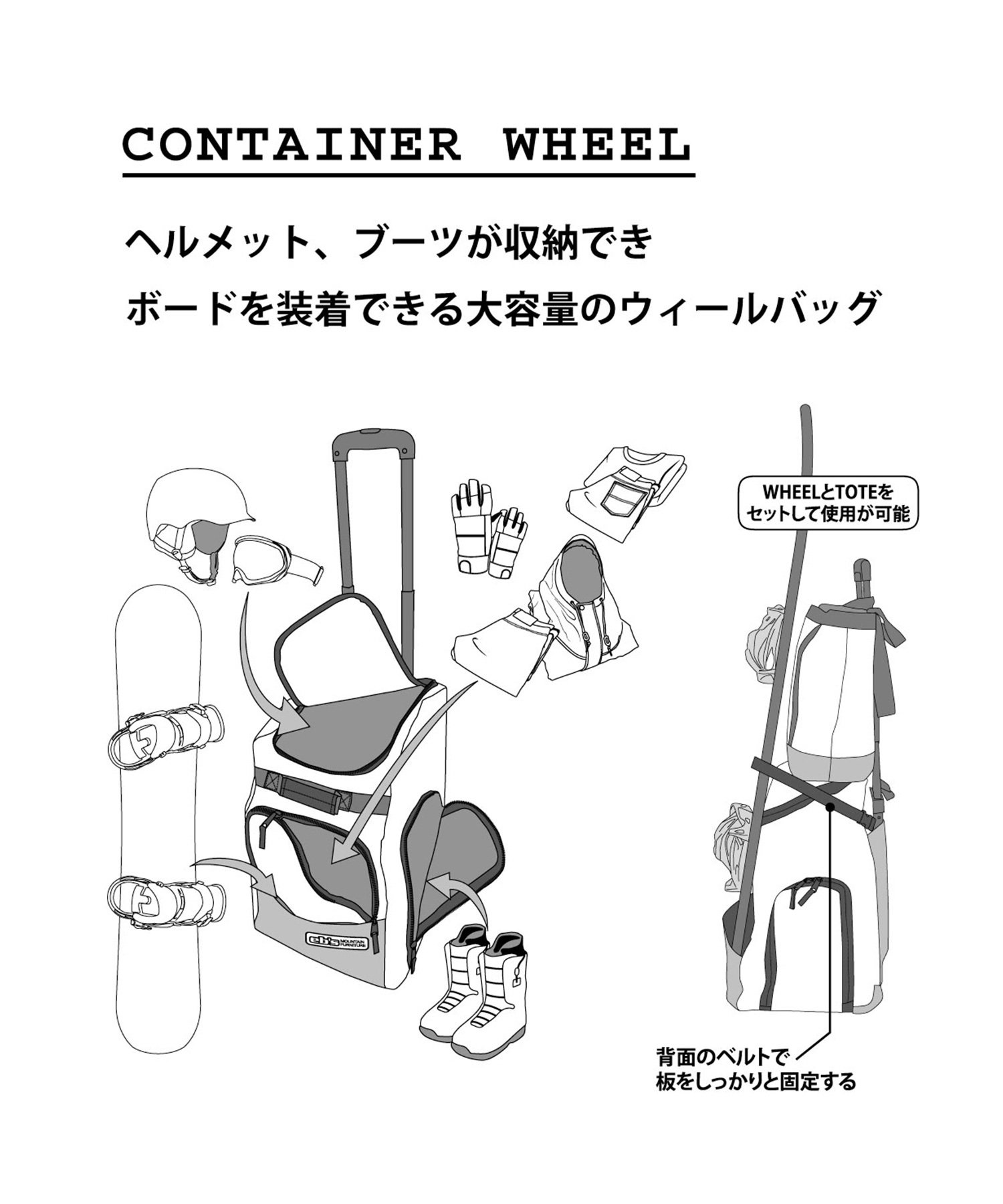 スノーボード バッグ ウィール eb's エビス CONTAINER WHEEL 23-24モデル ムラサキスポーツ KK J6(BLACK-ONESIZE)