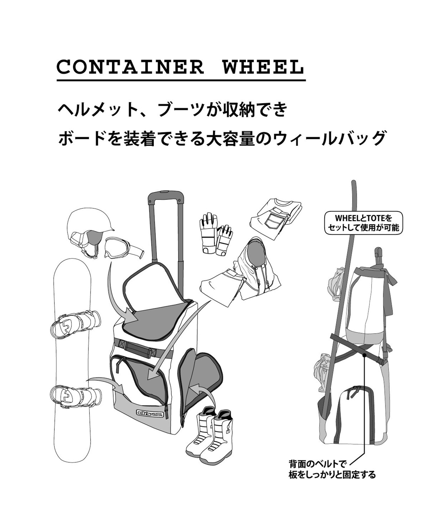 eb's エビス スノーボード 収納 CONTAINER WHEEL ムラサキ