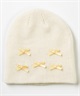6KNOT シックスノット スノーボード ビーニー レディース ニット帽 MINI BOW BEANIE ムラサキスポーツ 24-25モデル LX J24(BKWH-ONESIZE)