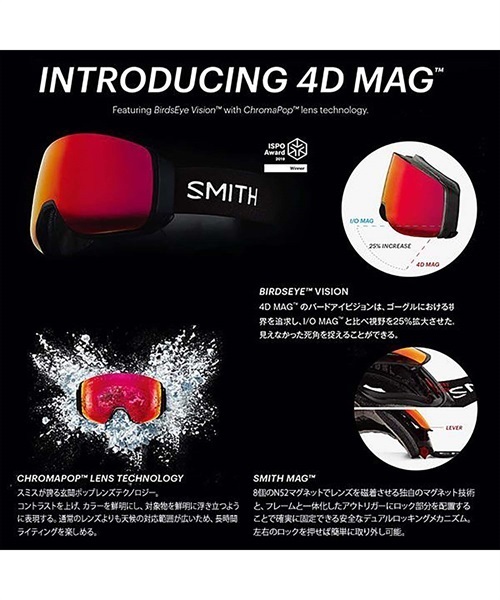 スノーボード ゴーグル 交換用レンズ SMITH スミス 4D MAG フォーディーマグ ChromaPop Storm Rose Flash KK K26(STRSE-F)