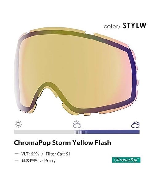 スノーボード ゴーグル 交換用レンズ SMITH スミス Proxy プロキシー ChromaPop Storm Yellow Flash KK K29(STYLW-F)