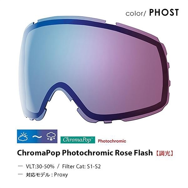 スノーボード ゴーグル 交換用レンズ SMITH スミス Proxy プロキシー ChromaPop Photochromic Rose Flash 調光レンズ KK K29(PHOST-F)