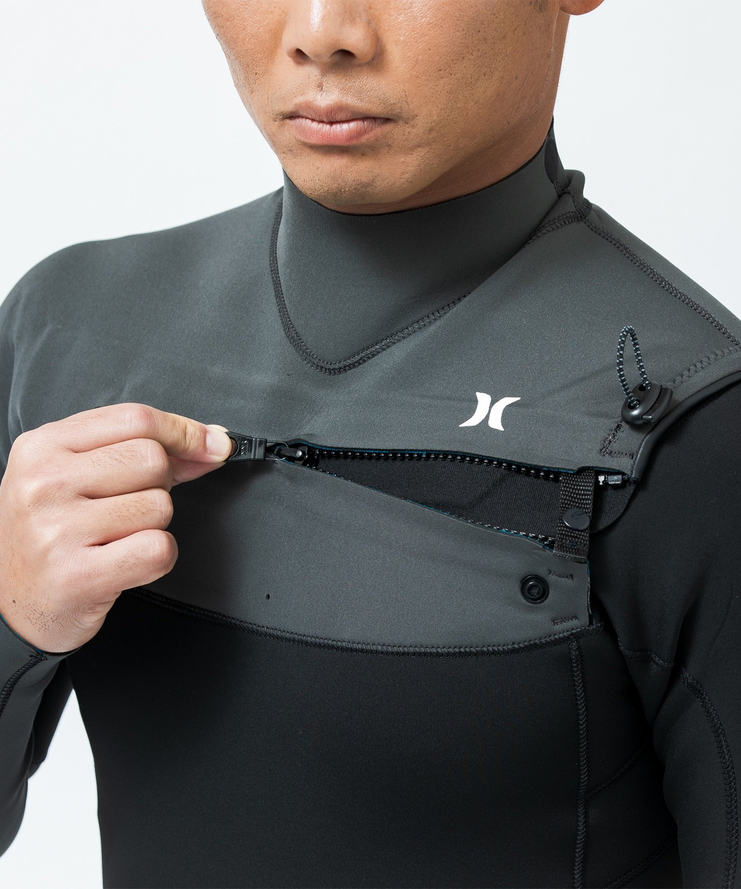 Hurley ハーレー ADVANTAGE+ 3X2mm MZFLAD24 チェストジップ メンズ ウェットスーツ フルスーツ ムラサキスポーツ(BLK-M)