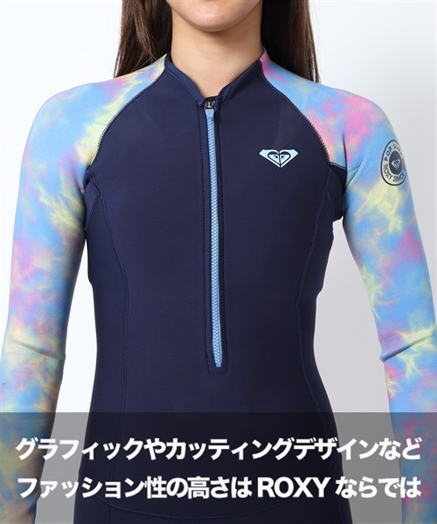 ROXY ロキシー POPSURF 2mm RWT221902 フルジップ ロングスリーブ スプリング レディース ウェットスーツ ムラサキスポーツ JJ C22(BLK-S)