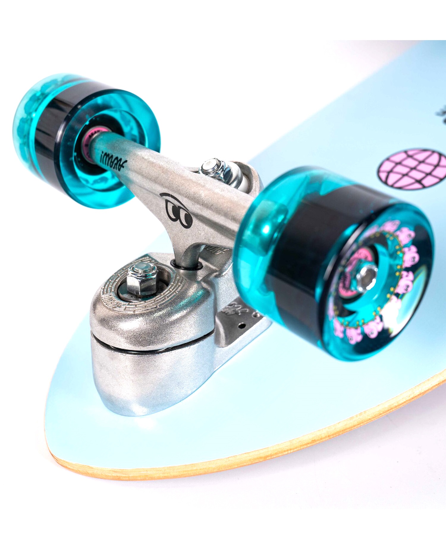 ロング スケートボード LAND SKATE AKAW アカウ CONCRETE WAVE BLUE PINK 10inch KK J5(BLE-10.00inch)