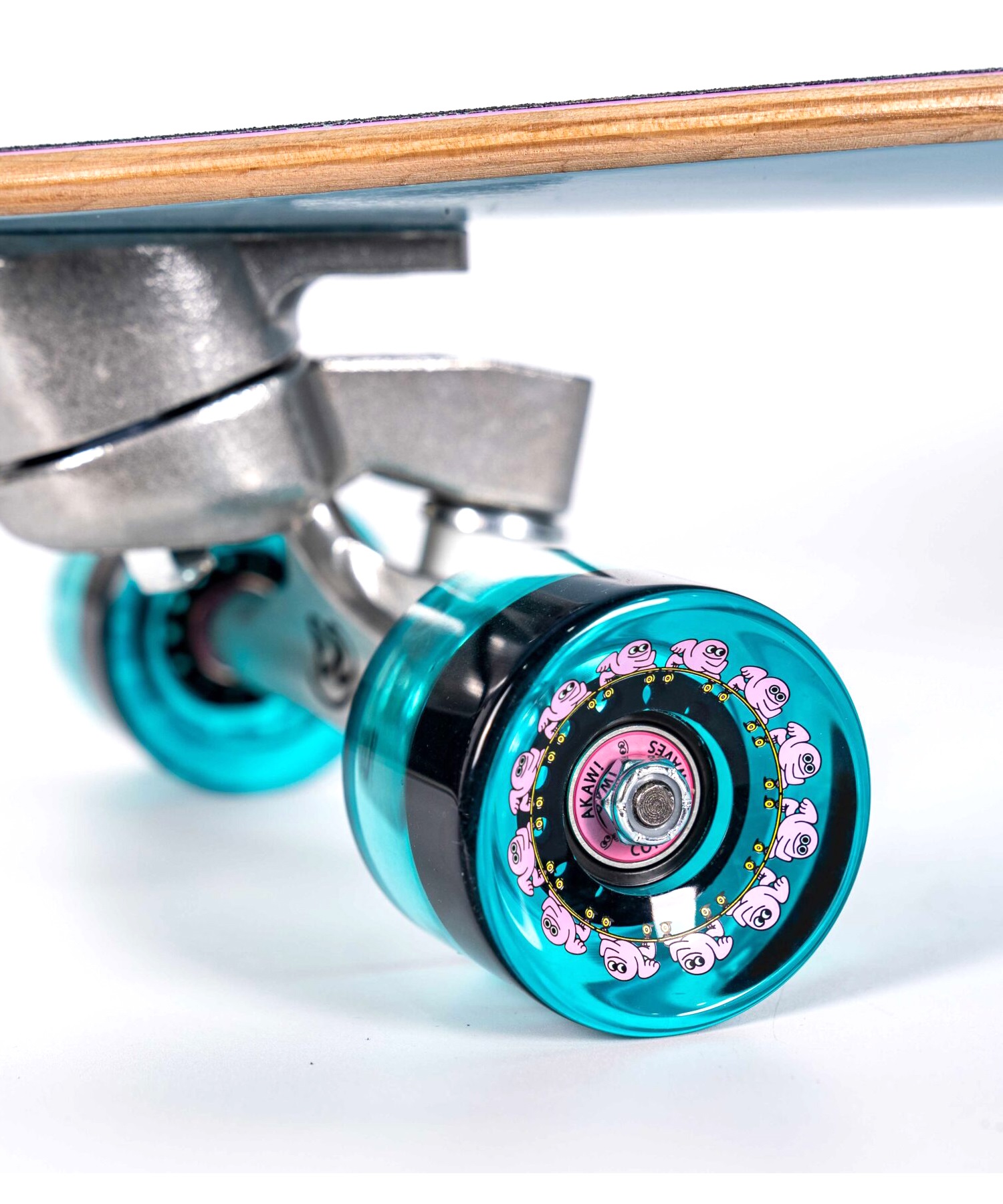 ロング スケートボード LAND SKATE AKAW アカウ CONCRETE WAVE BLUE PINK 10inch KK J5(BLE-10.00inch)