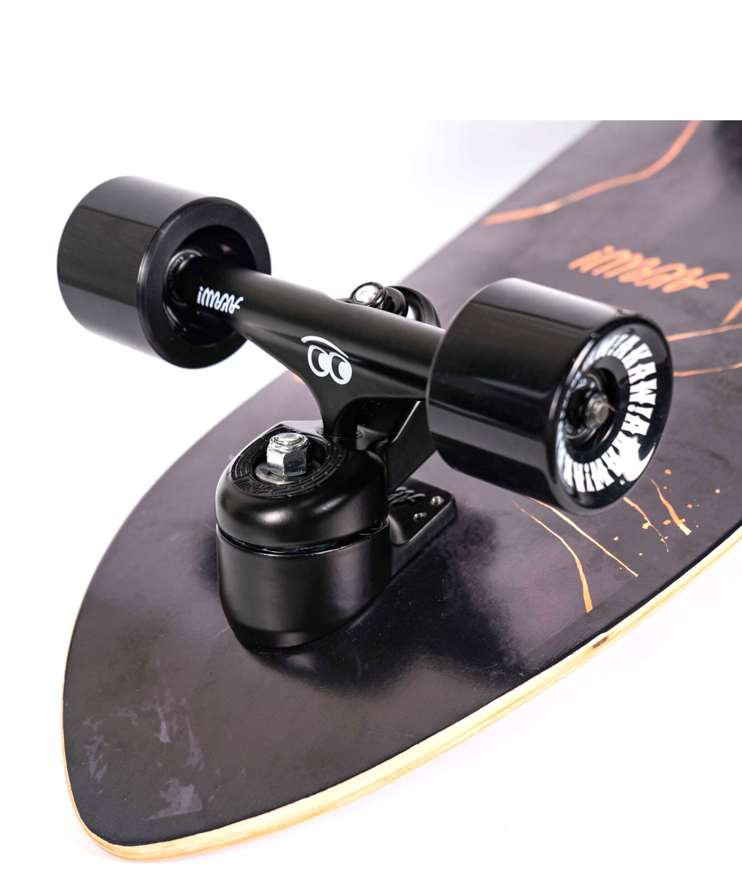 ロング スケートボード ランド スケート LAND SKATE  AKAW アカウ MARBLE WAVE BLACK 9.625inch KK J5(BLK-ONESIZE)