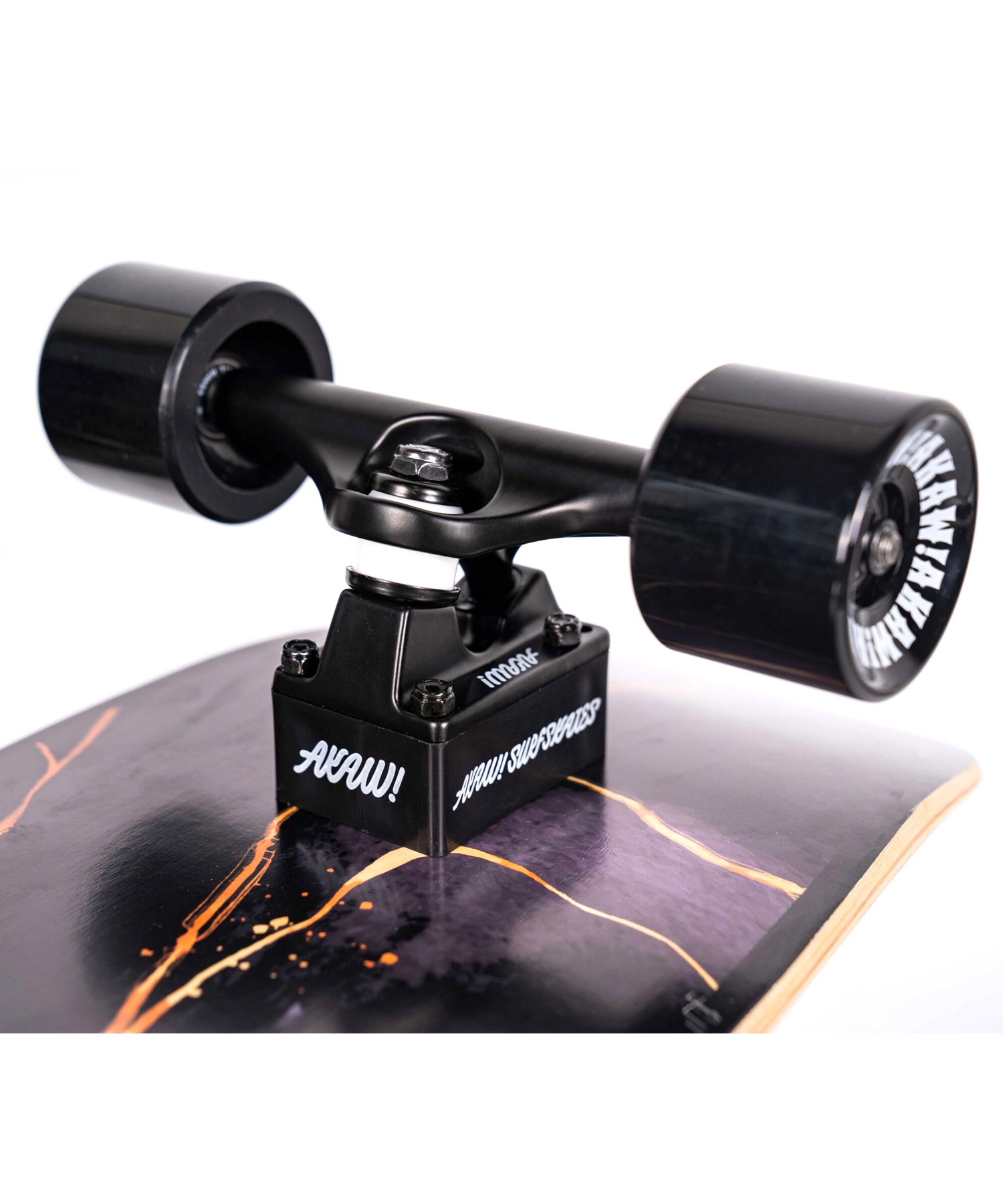 ロング スケートボード ランド スケート LAND SKATE  AKAW アカウ MARBLE WAVE BLACK 9.625inch KK J5(BLK-ONESIZE)